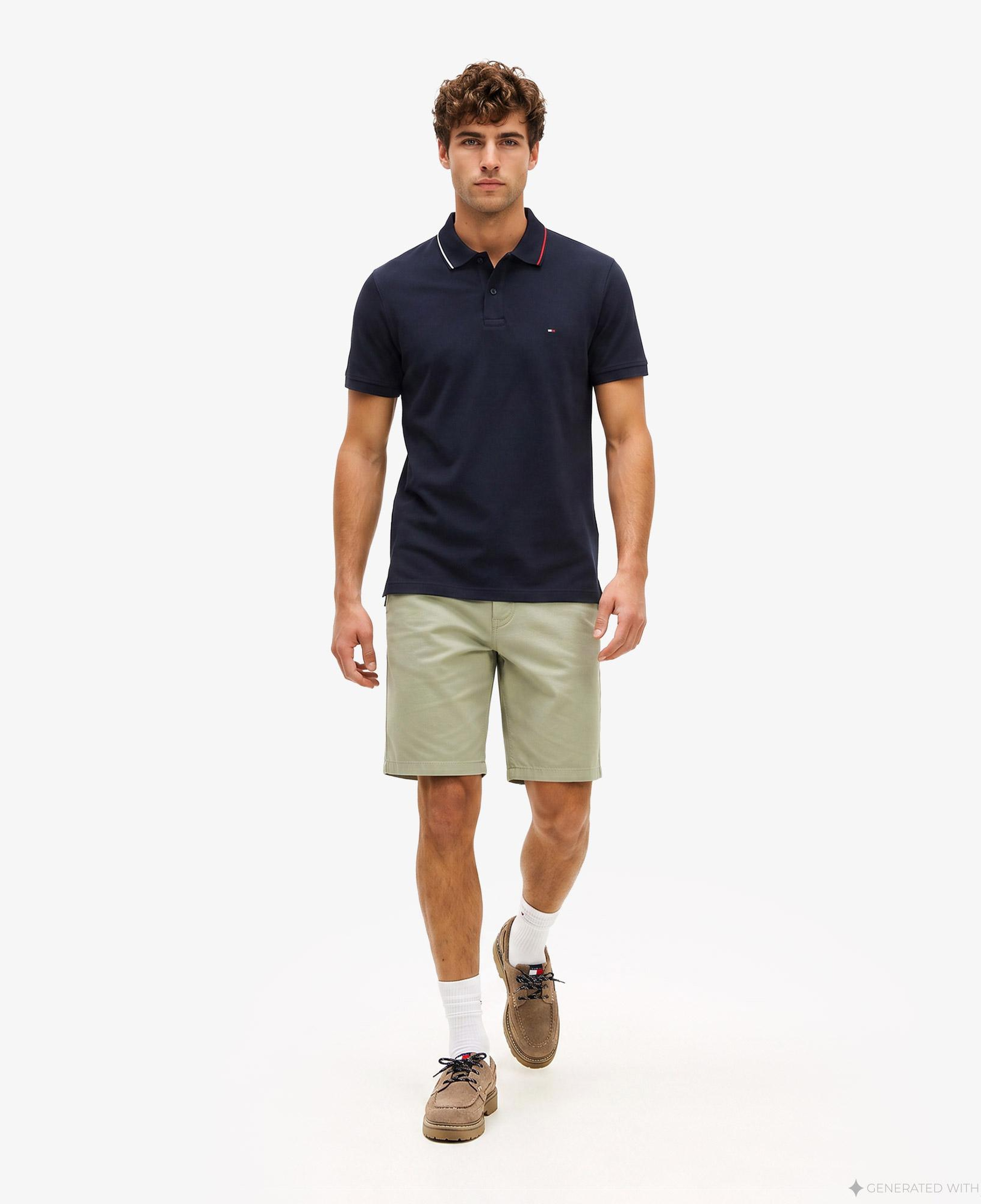Tommy Hilfiger Liquid Cotton Tipped Slim Erkek Lacivert Polo