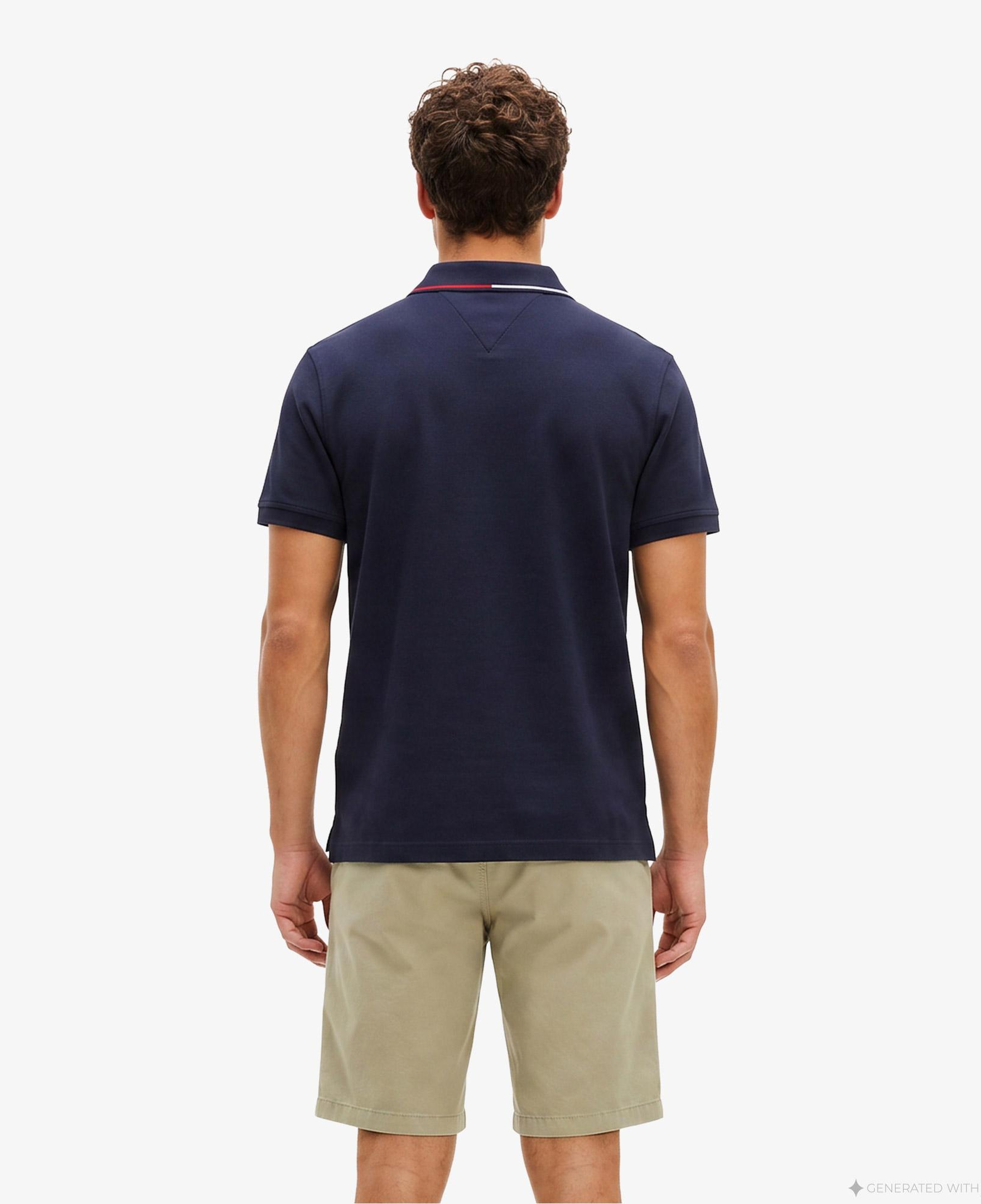 Tommy Hilfiger Liquid Cotton Tipped Slim Erkek Lacivert Polo