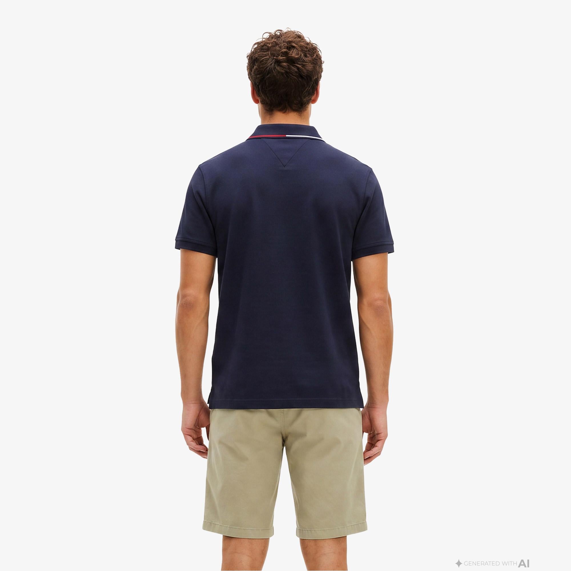 Tommy Hilfiger Liquid Cotton Tipped Slim Erkek Lacivert Polo
