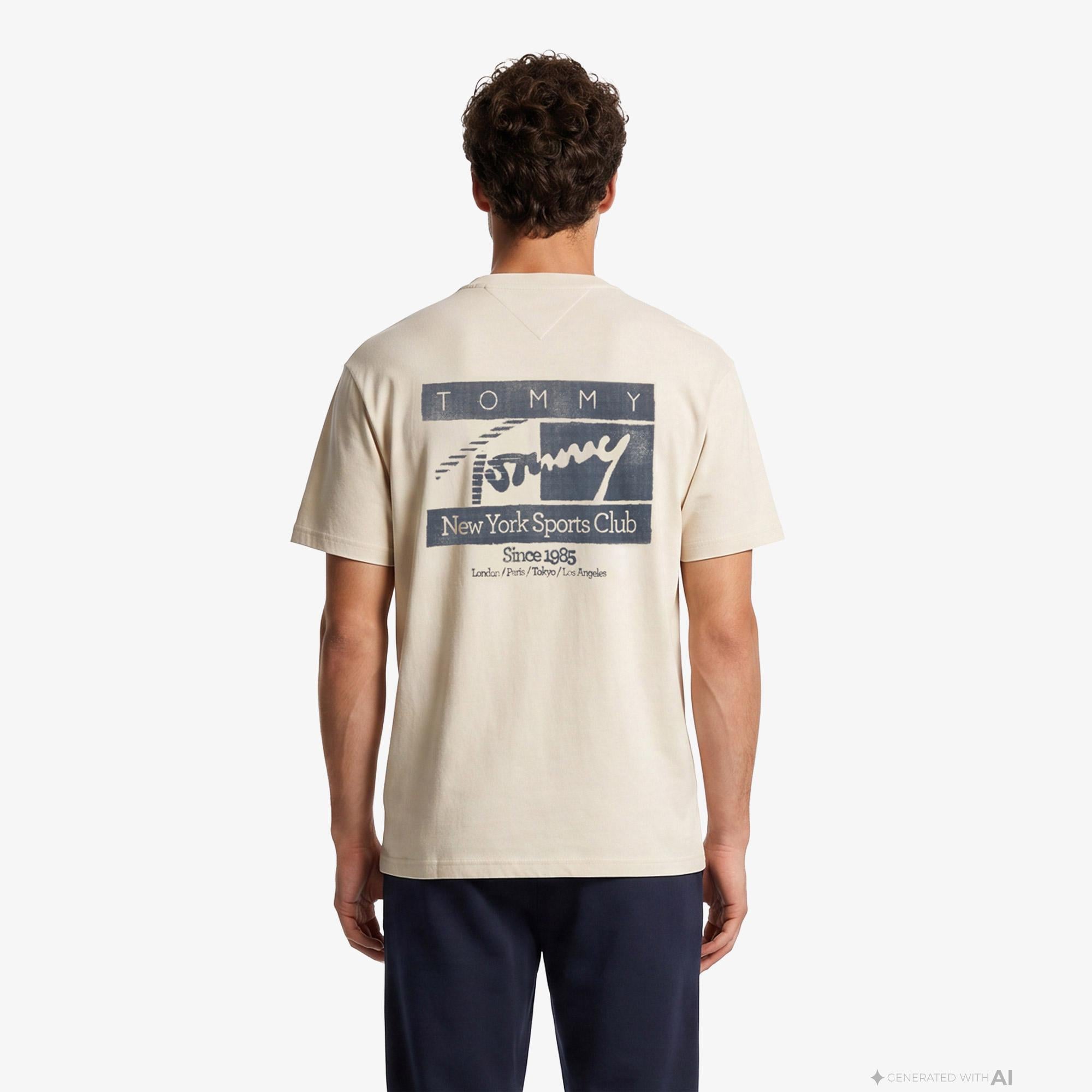 Tommy Hilfiger Sign Flag Erkek Bej T-Shirt