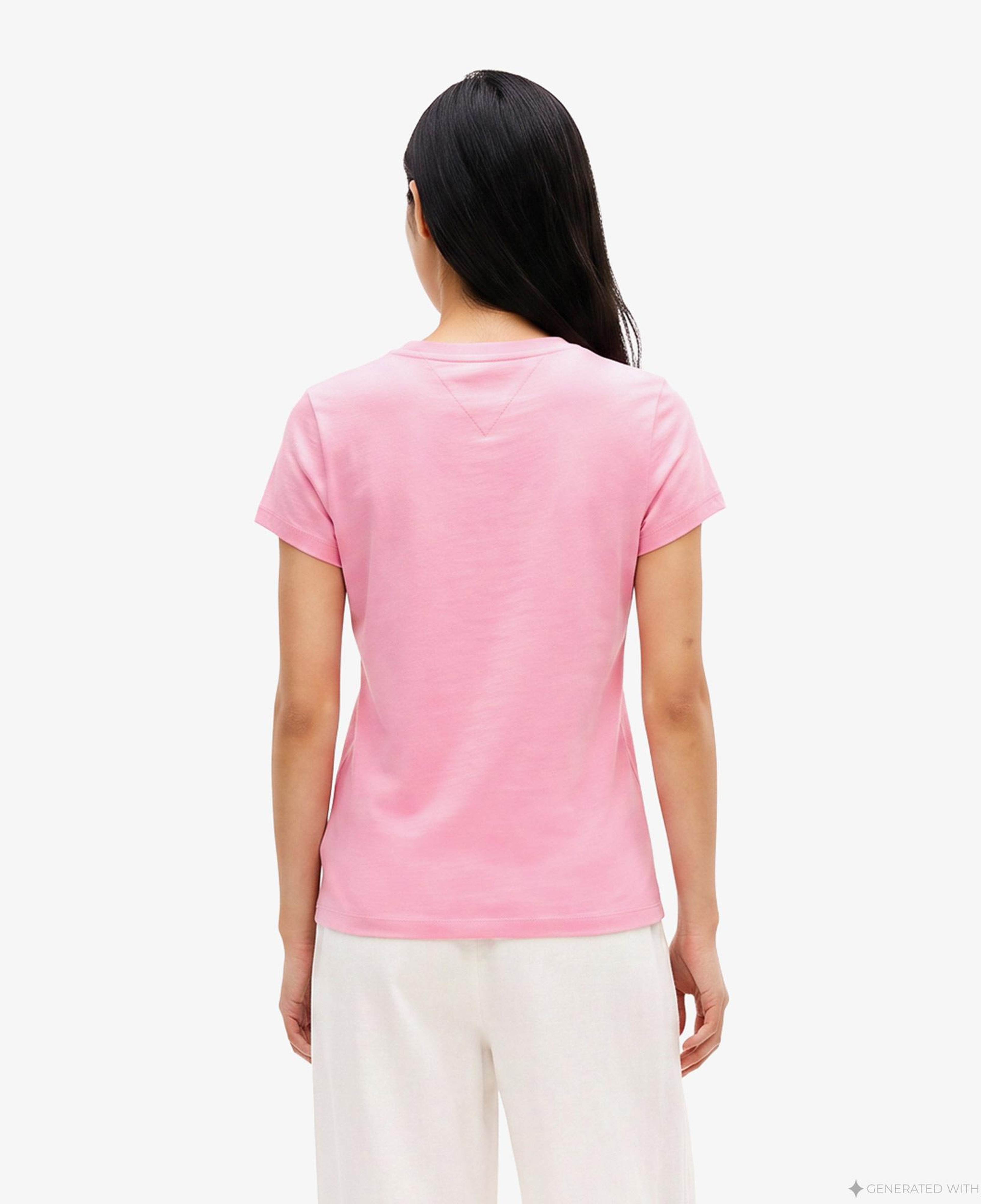 Tommy Hilfiger Slim Essential Logo 1 Kadın Pembe T-Shirt