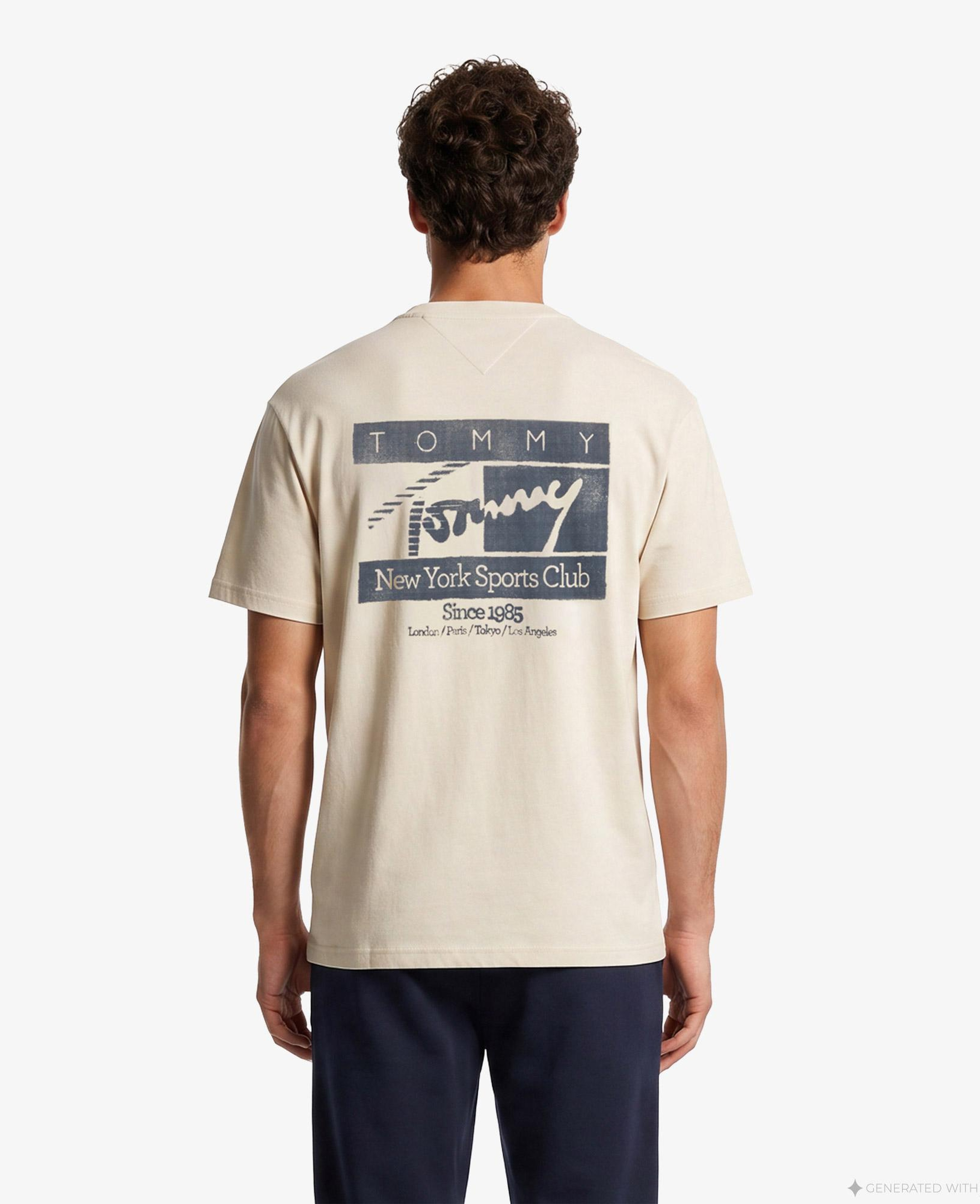 Tommy Hilfiger Sign Flag Erkek Bej T-Shirt