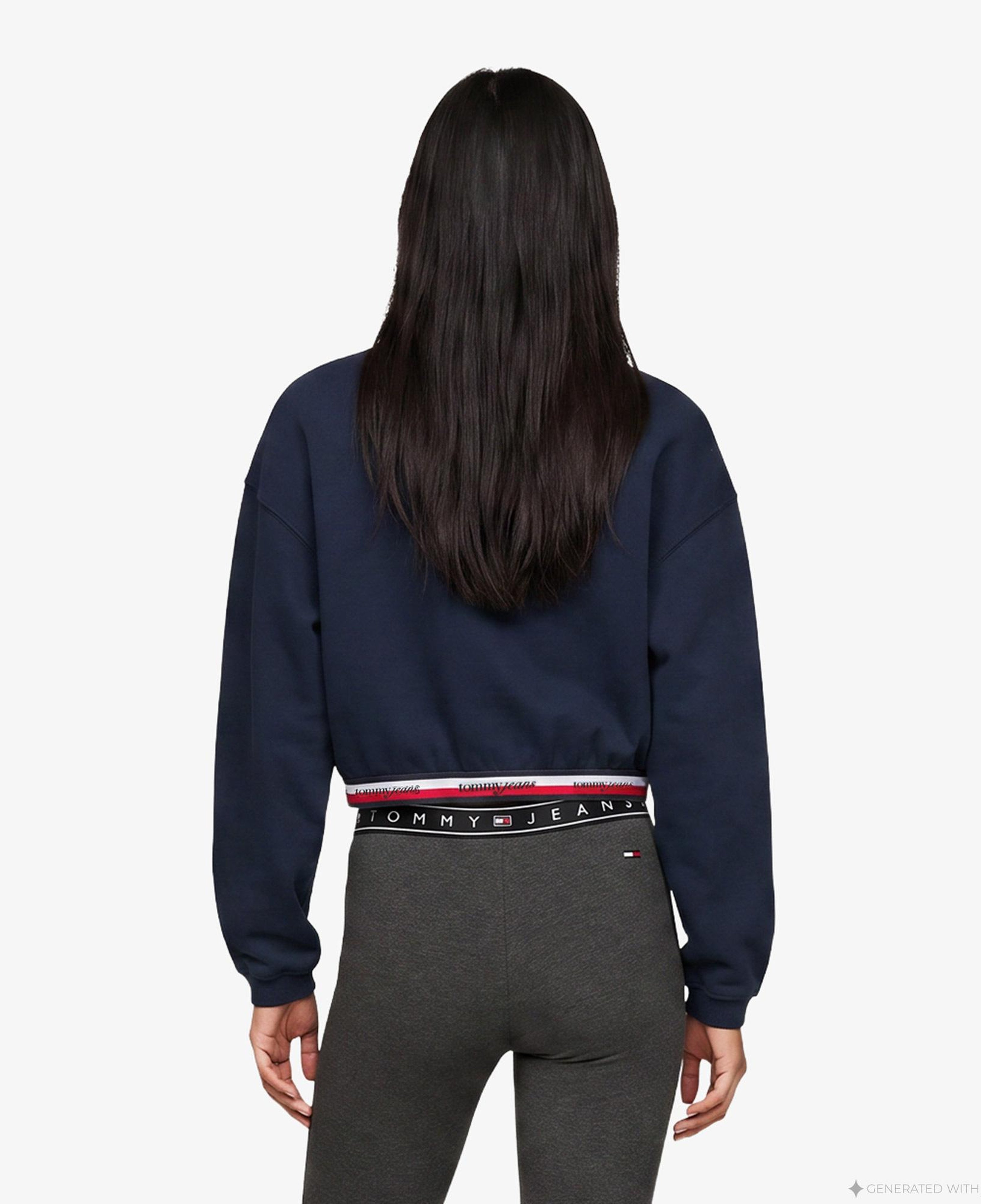 Tommy Hilfiger 1/4 Zip Tape Kadın Lacivert Sweatshirt
