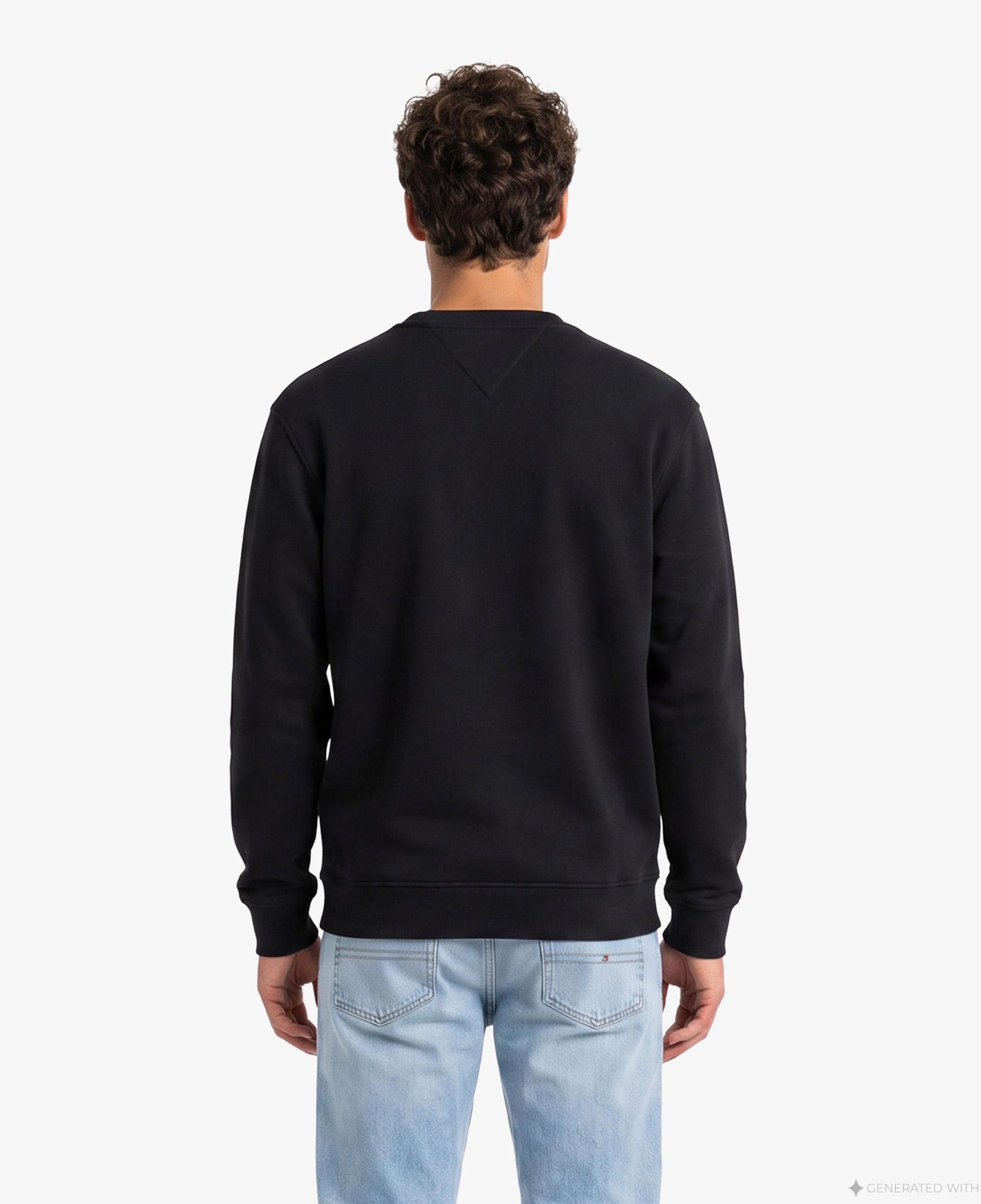 Tommy Hilfiger Badge Crew Erkek Siyah Sweatshirt