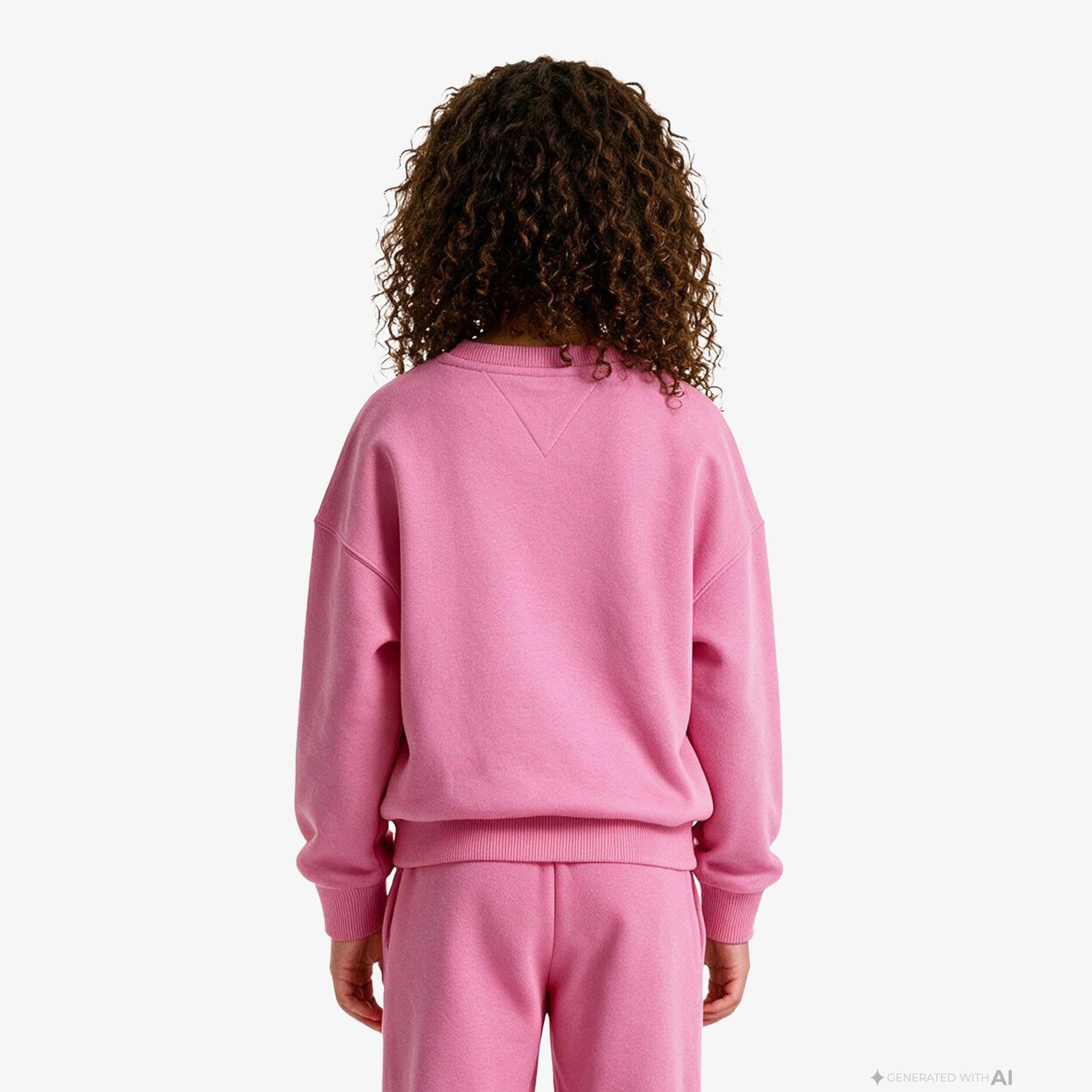 Tommy Hilfiger Rhinestone Crew Neck Çocuk Pembe Sweatshirt