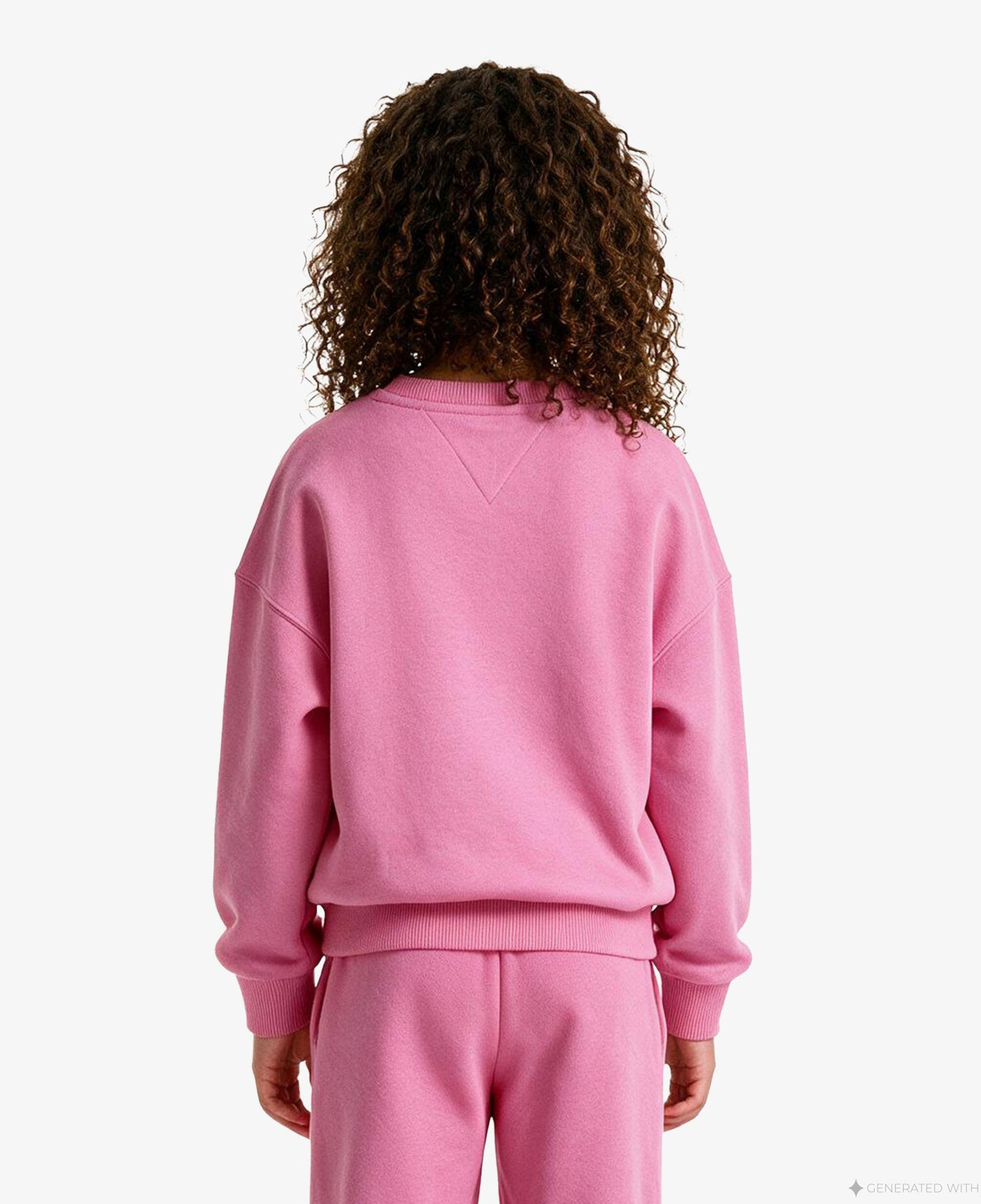 Tommy Hilfiger Rhinestone Crew Neck Çocuk Pembe Sweatshirt