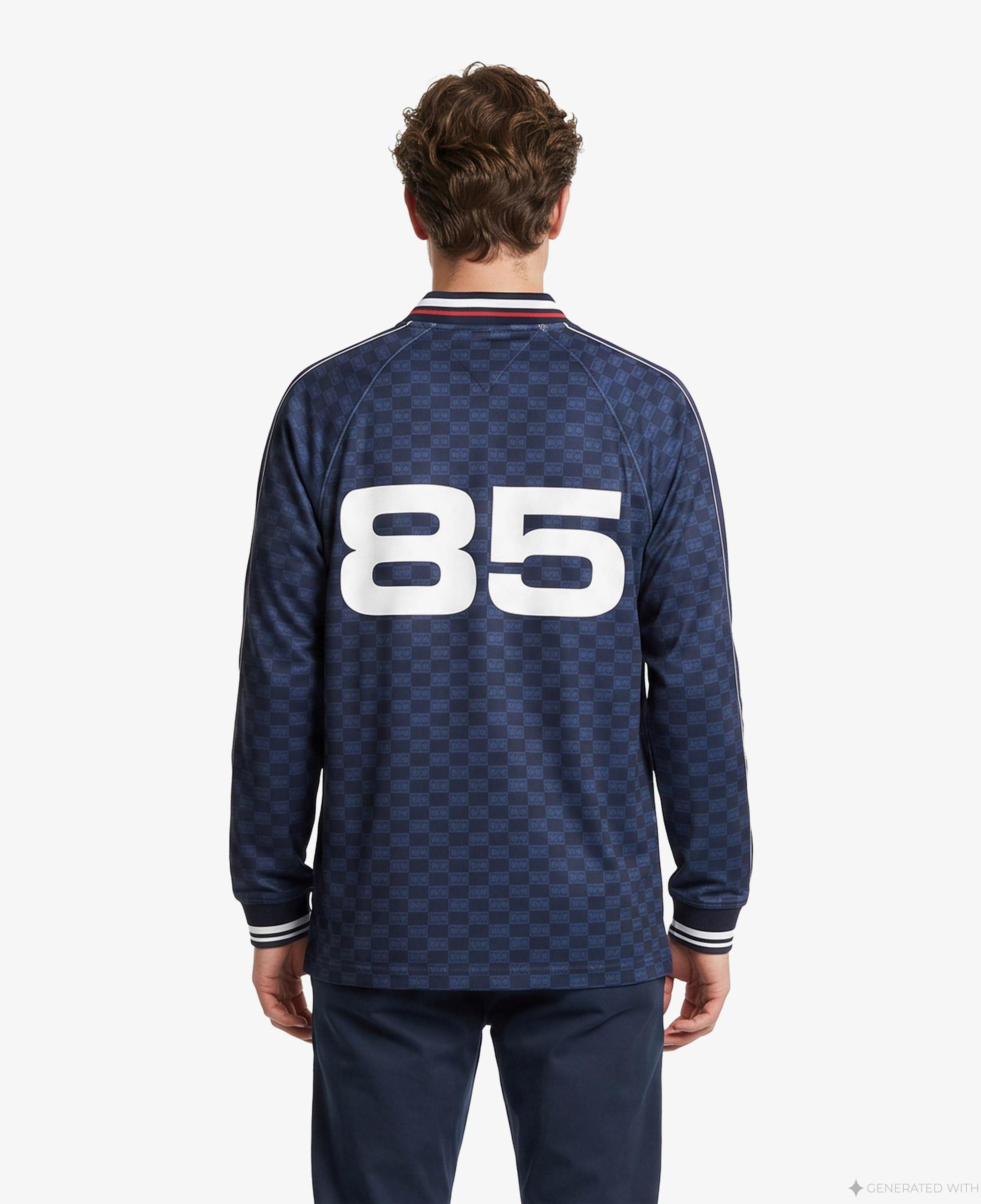 Tommy Hilfiger Countries Pique Printed Rugby Erkek Lacivert Sweatshirt
