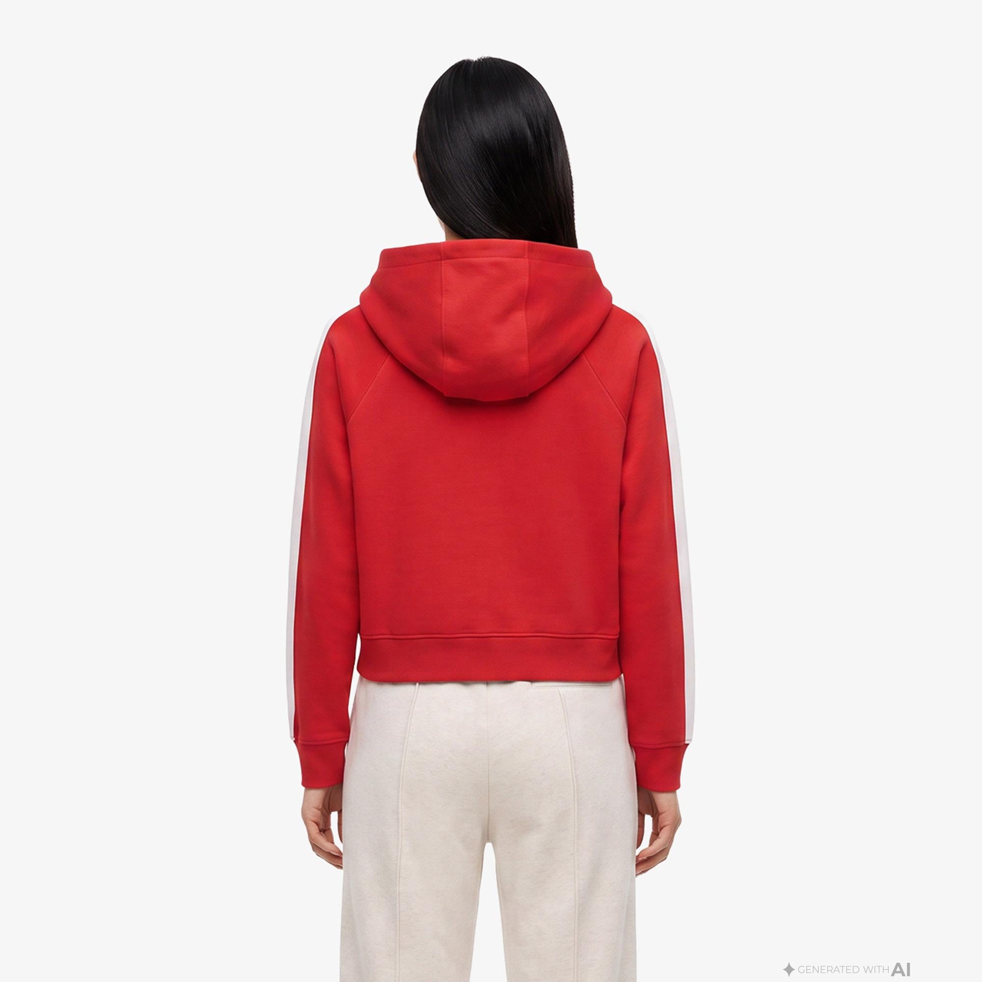 Tommy Hilfiger Badge Track Hood Kadın Kırmızı Sweatshirt