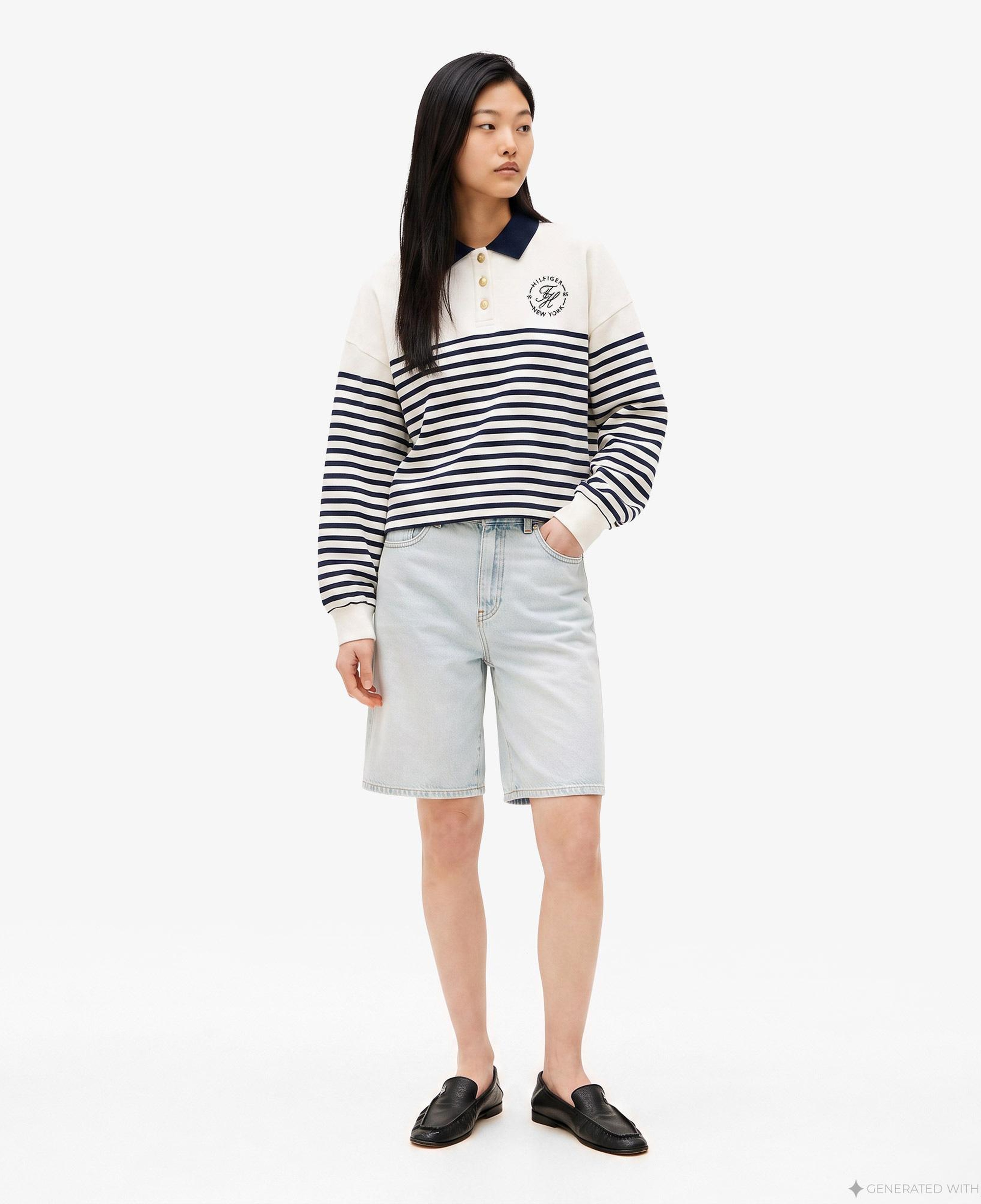 Tommy Hilfiger Roundal Collar Kadın Beyaz Sweatshirt