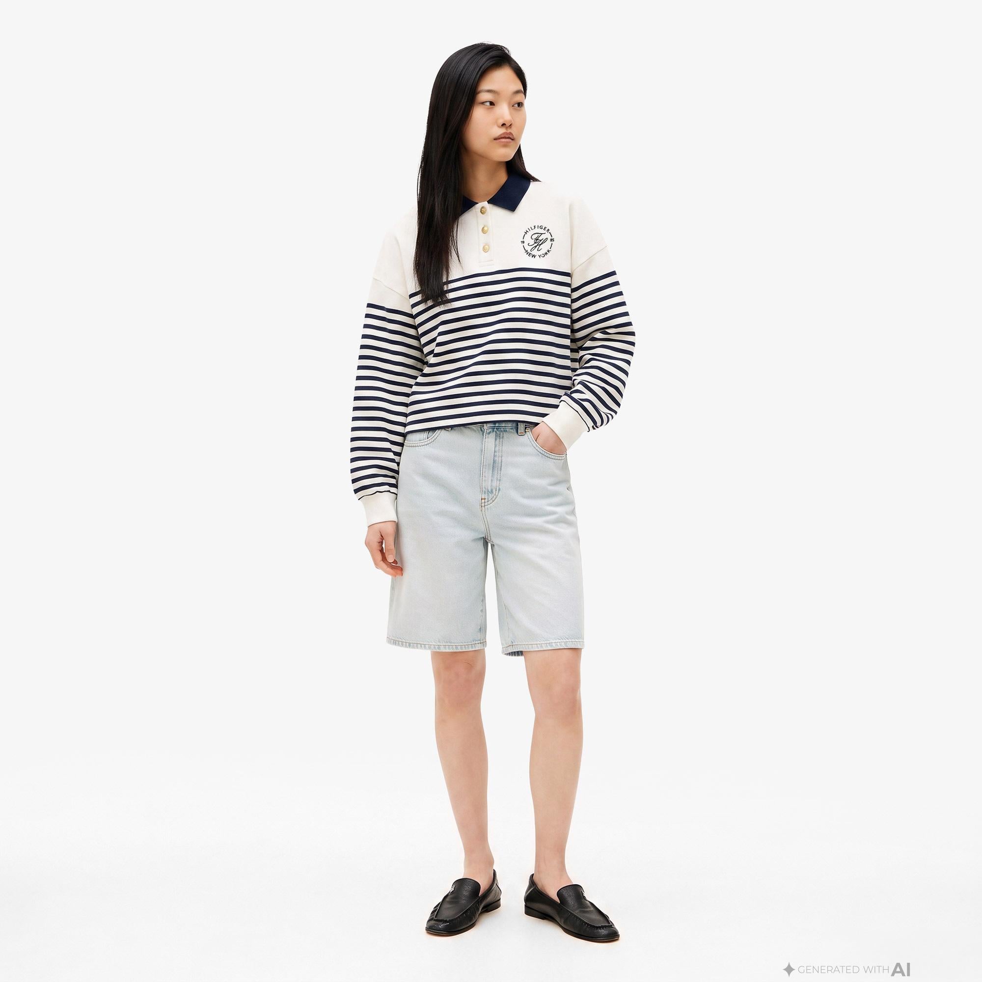 Tommy Hilfiger Roundal Collar Kadın Beyaz Sweatshirt