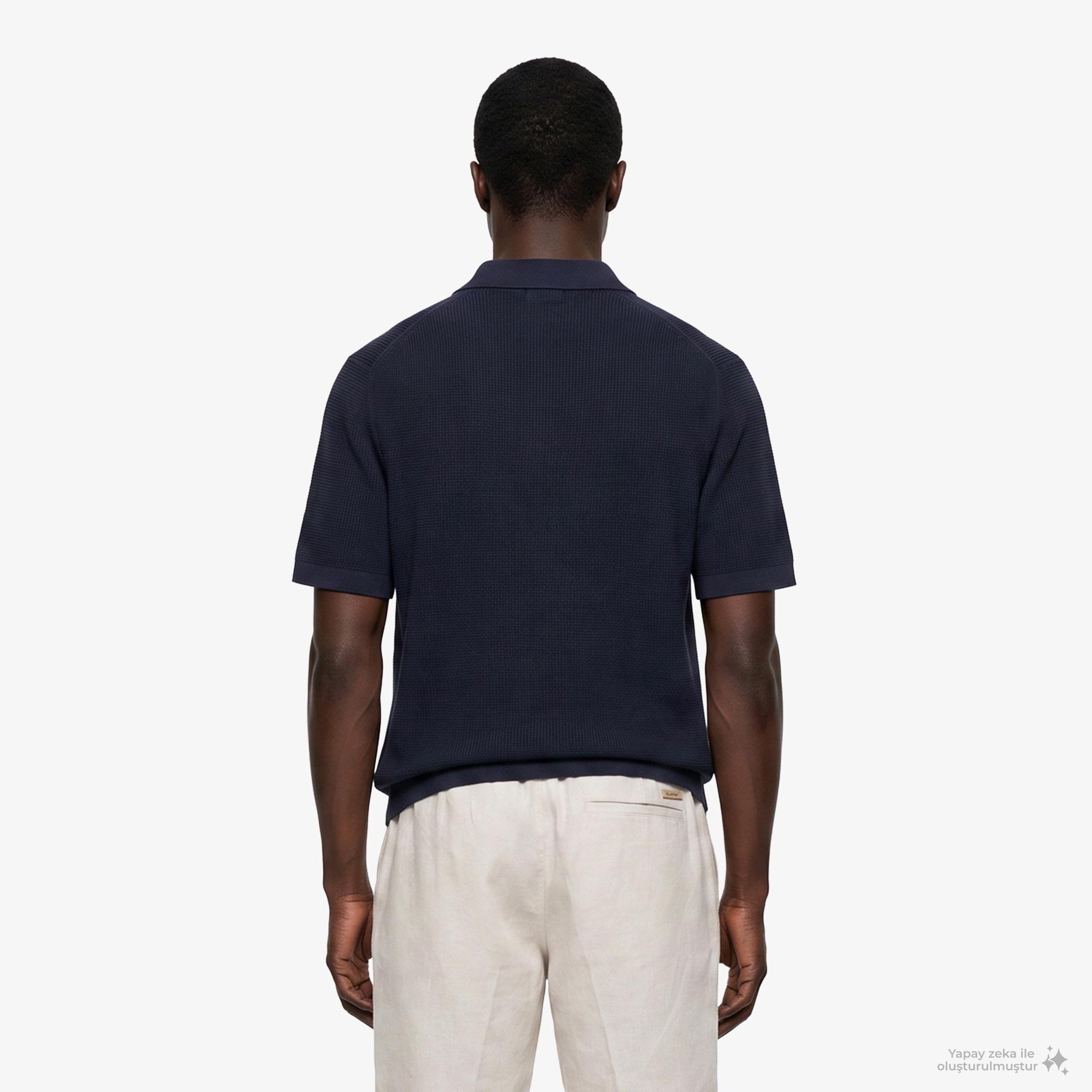 Calvin Klein Cotton Waffle Erkek Mavi Triko