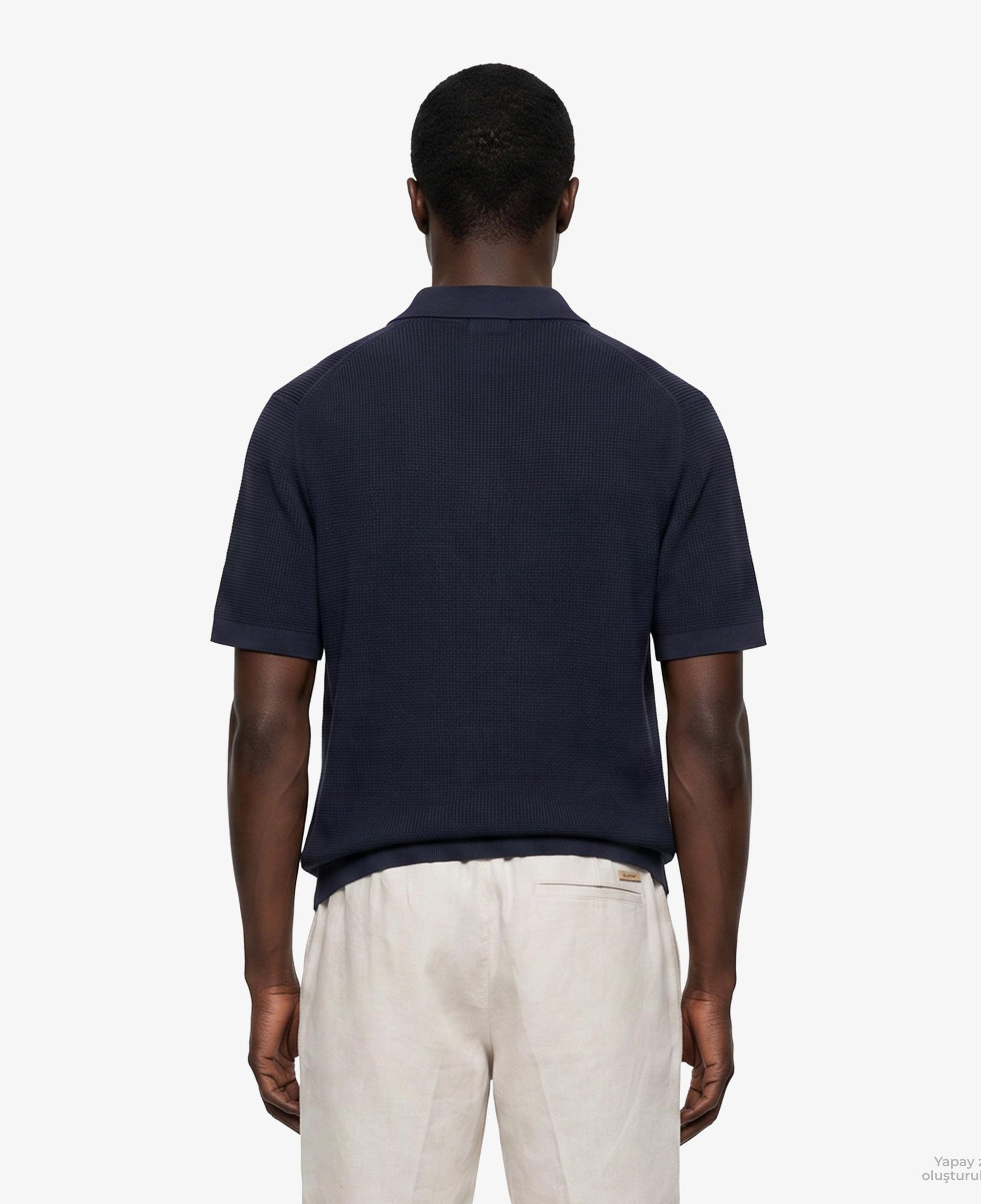Calvin Klein Cotton Waffle Erkek Mavi Triko