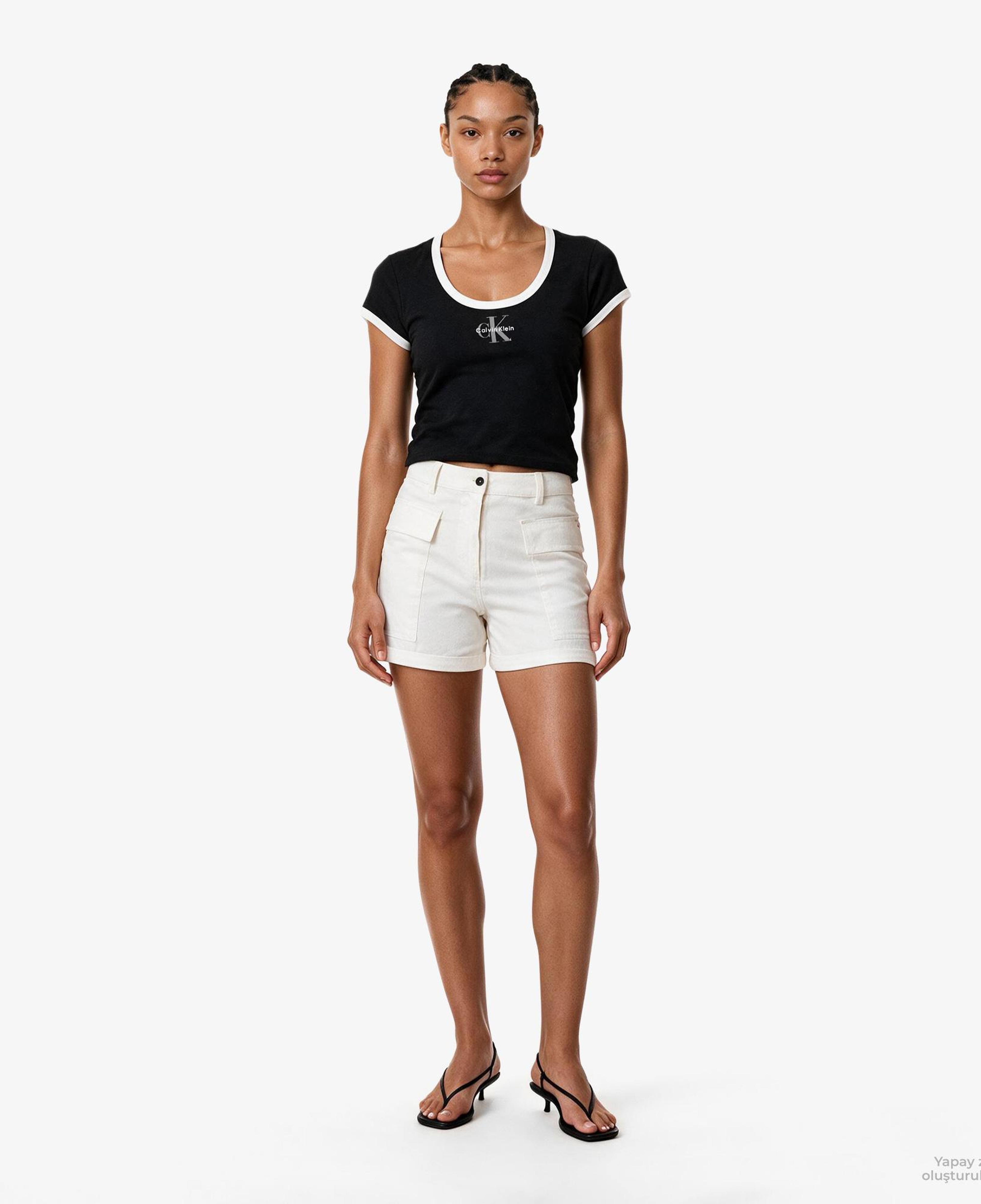 Calvin Klein Monologo Scoop Baby Kadın Siyah T-Shirt