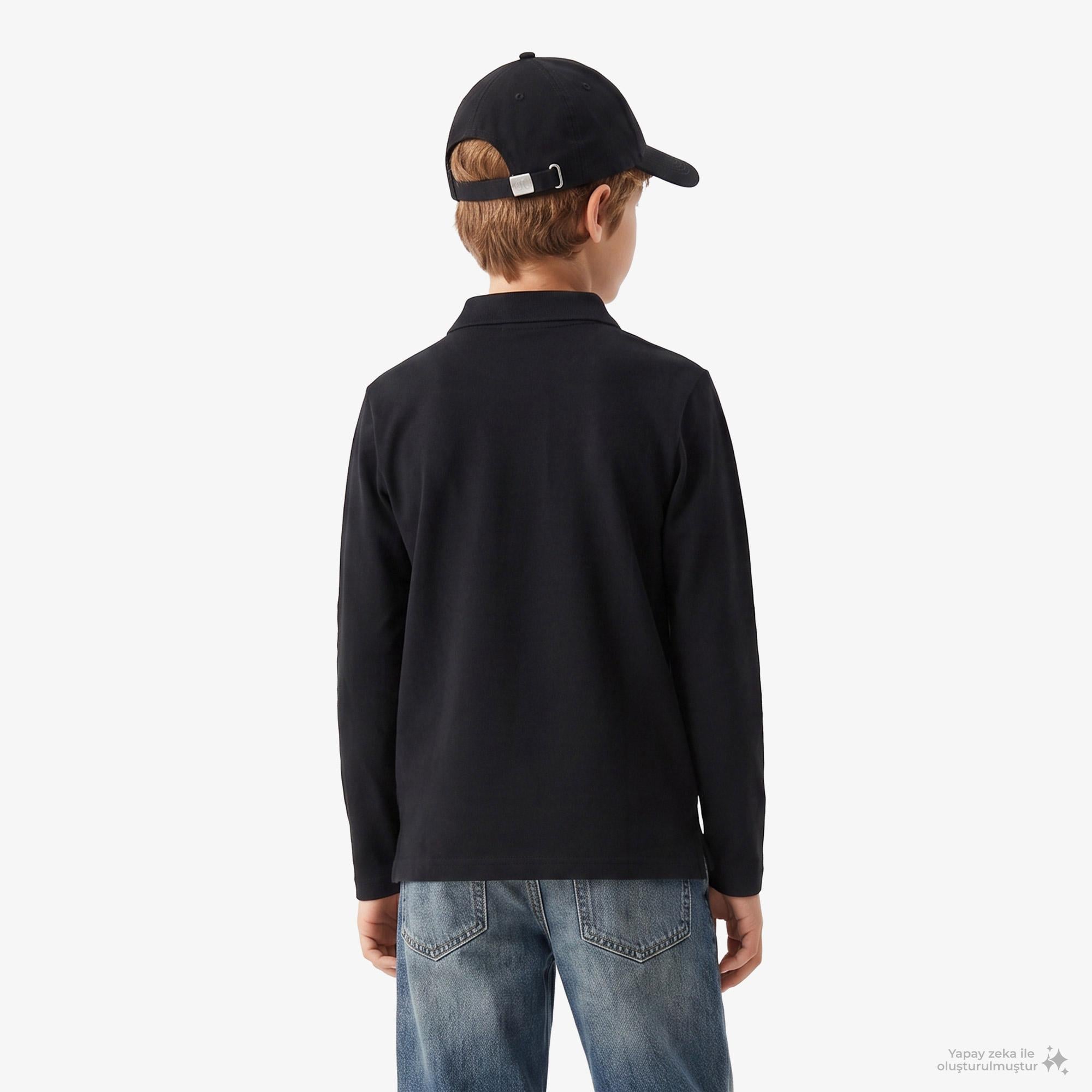 Calvin Klein Solid Pique Çocuk Siyah Polo
