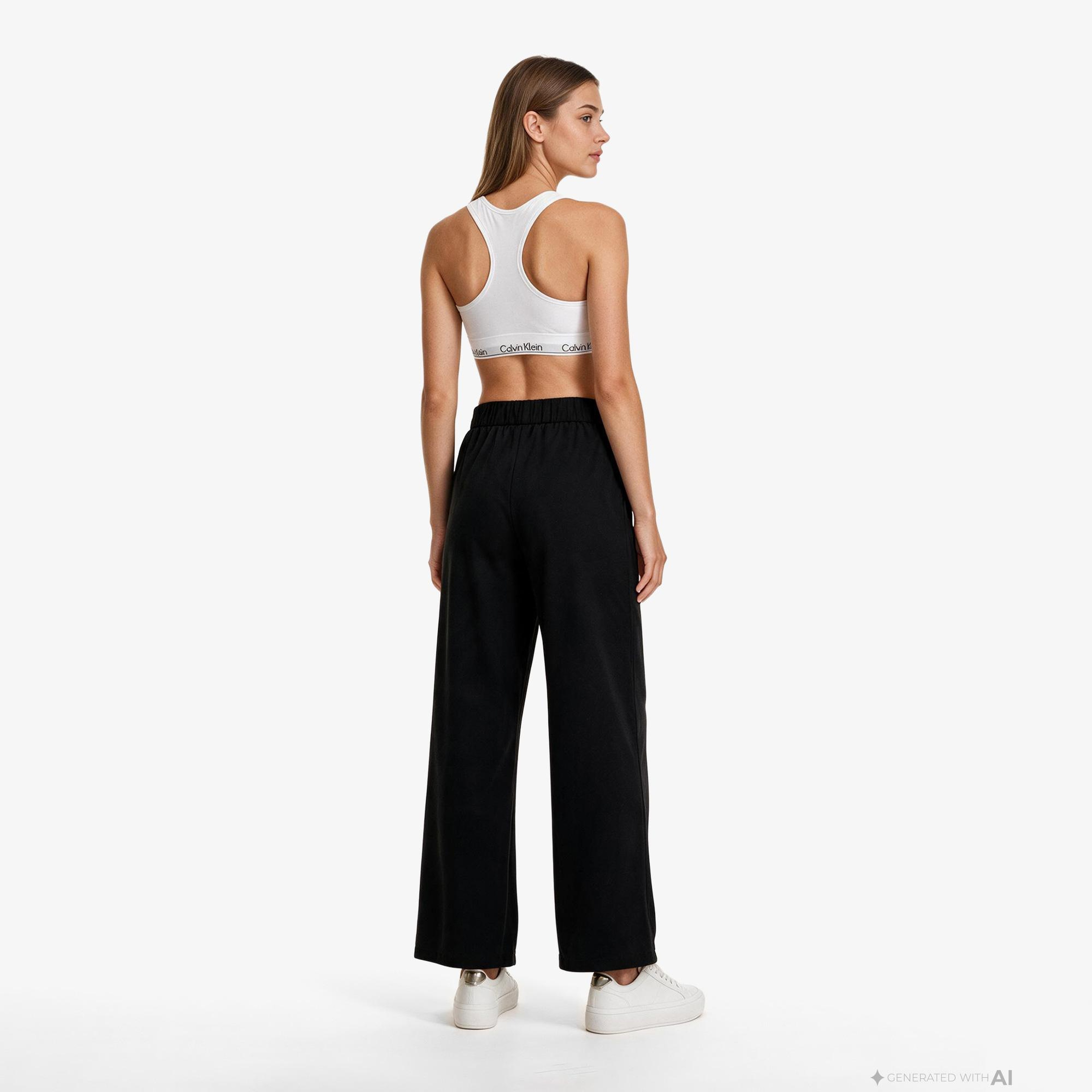 Calvin Klein Interlock Wide Leg Pull On Kadın Siyah Pantolon