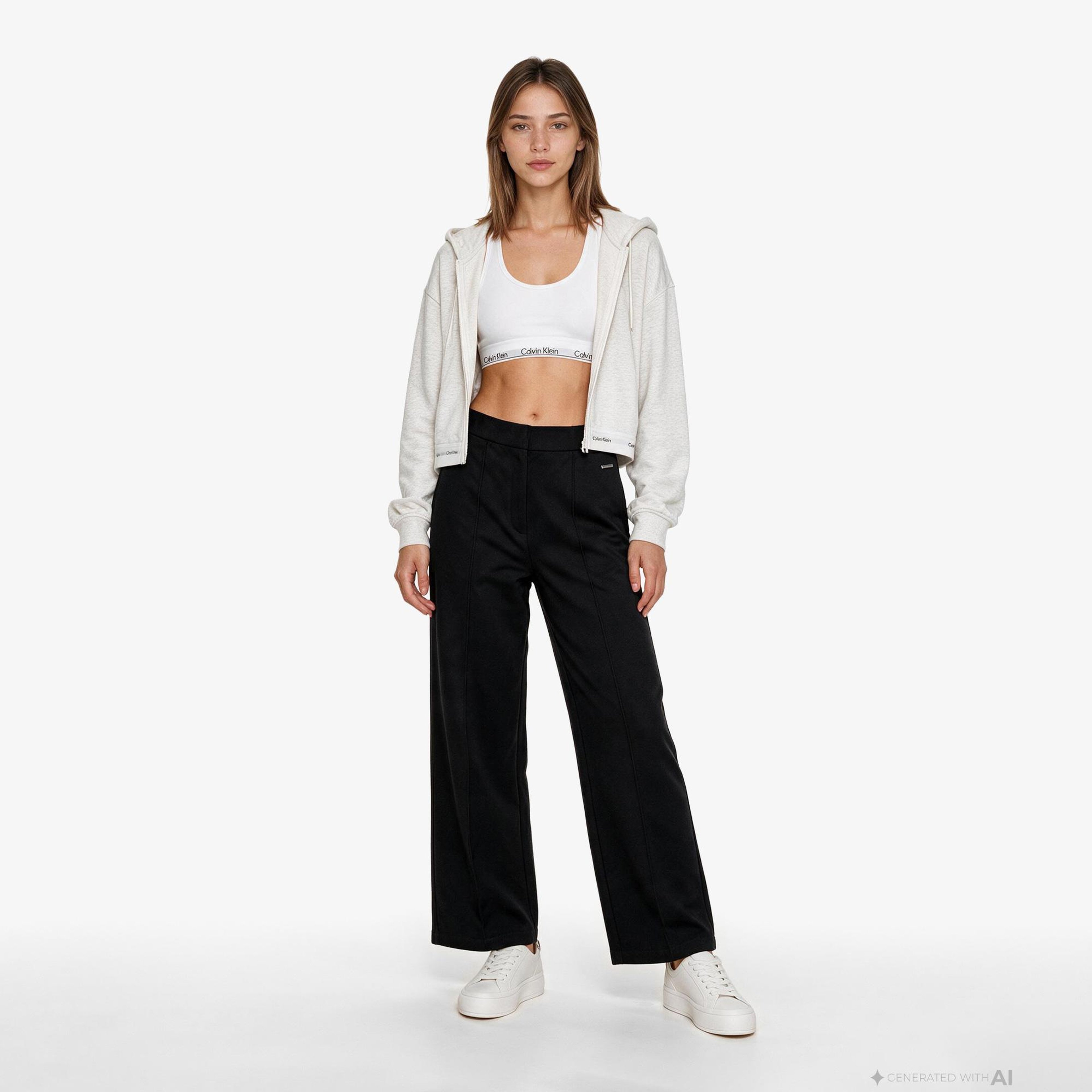 Calvin Klein Interlock Wide Leg Pull On Kadın Siyah Pantolon