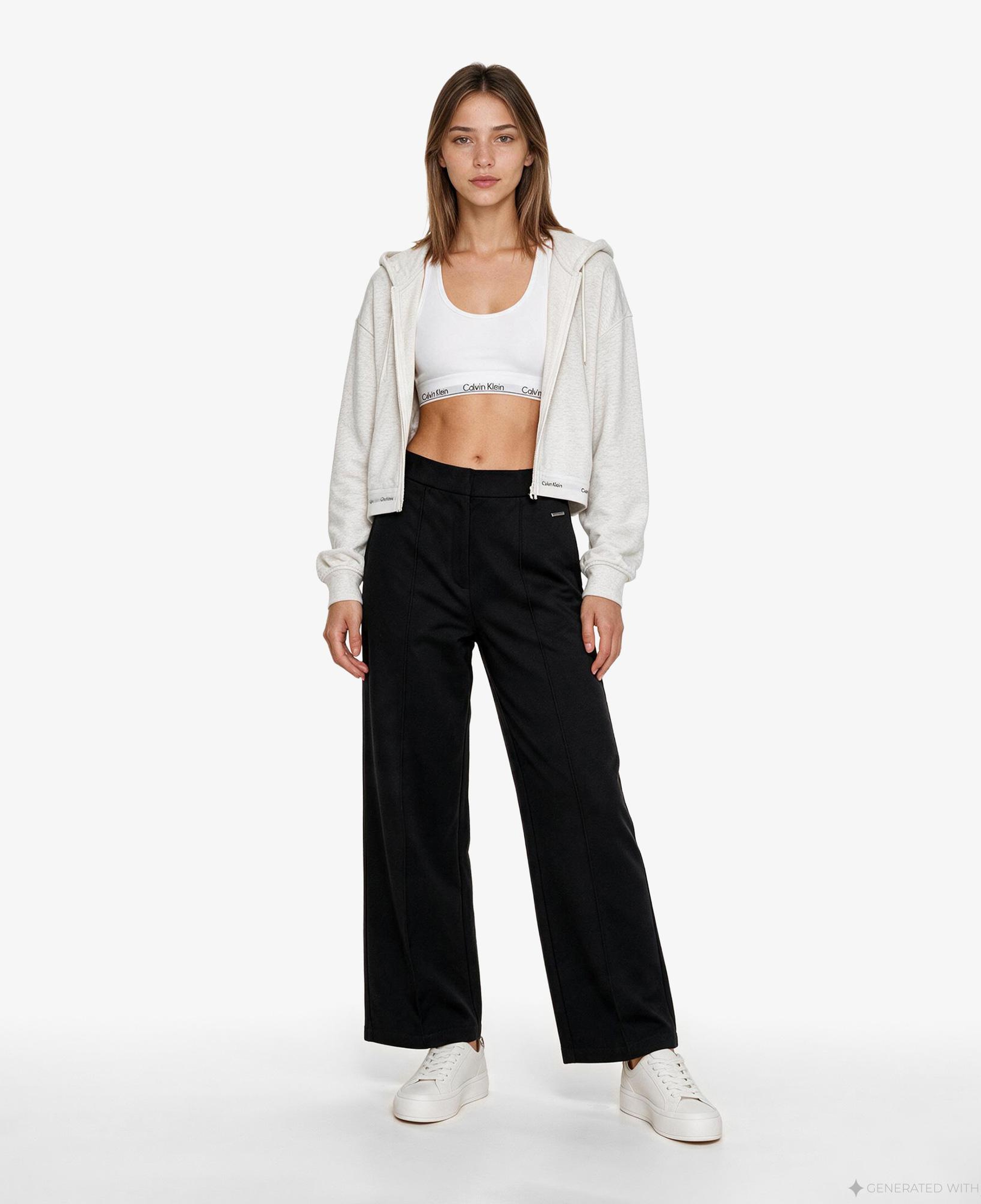 Calvin Klein Interlock Wide Leg Pull On Kadın Siyah Pantolon