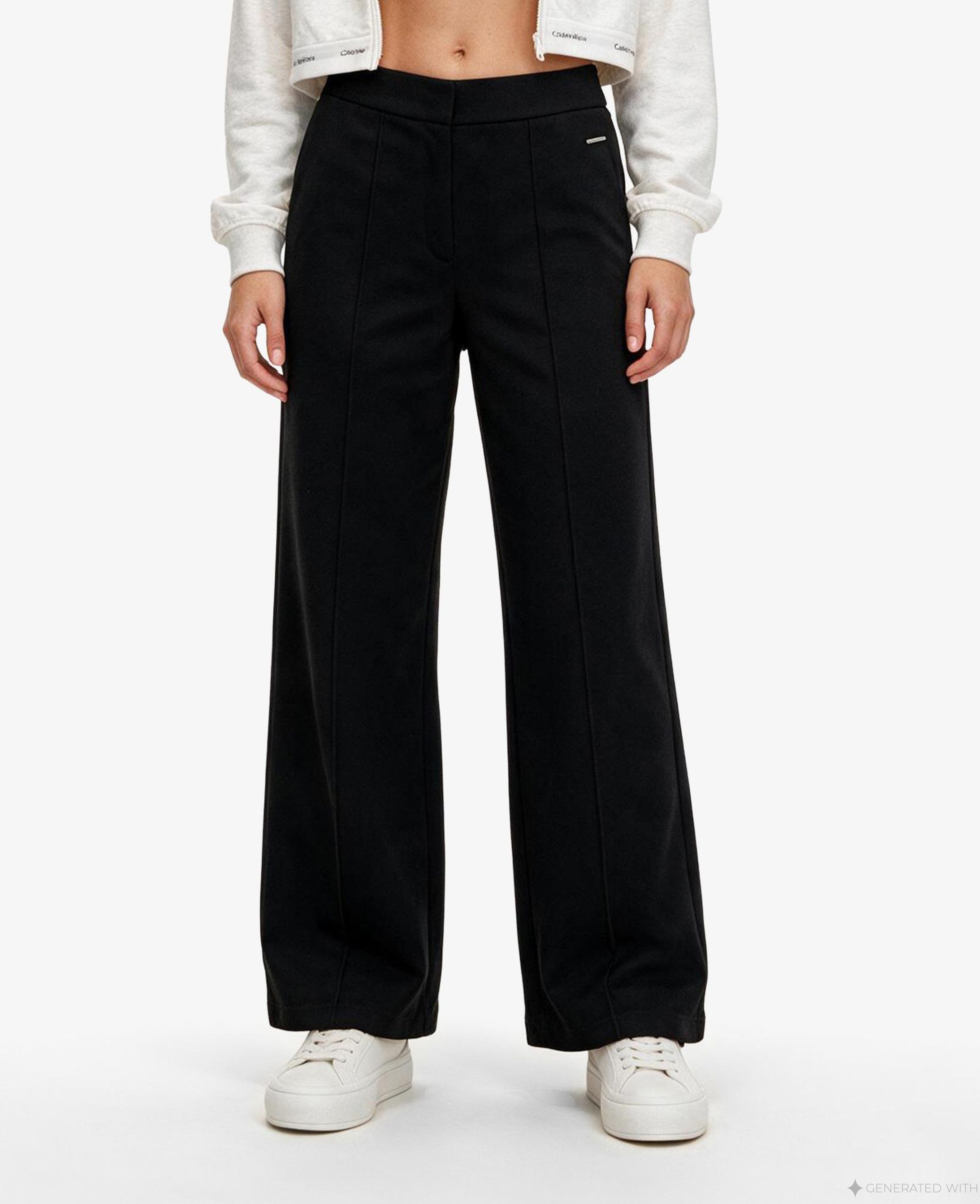 Calvin Klein Interlock Wide Leg Pull On Kadın Siyah Pantolon