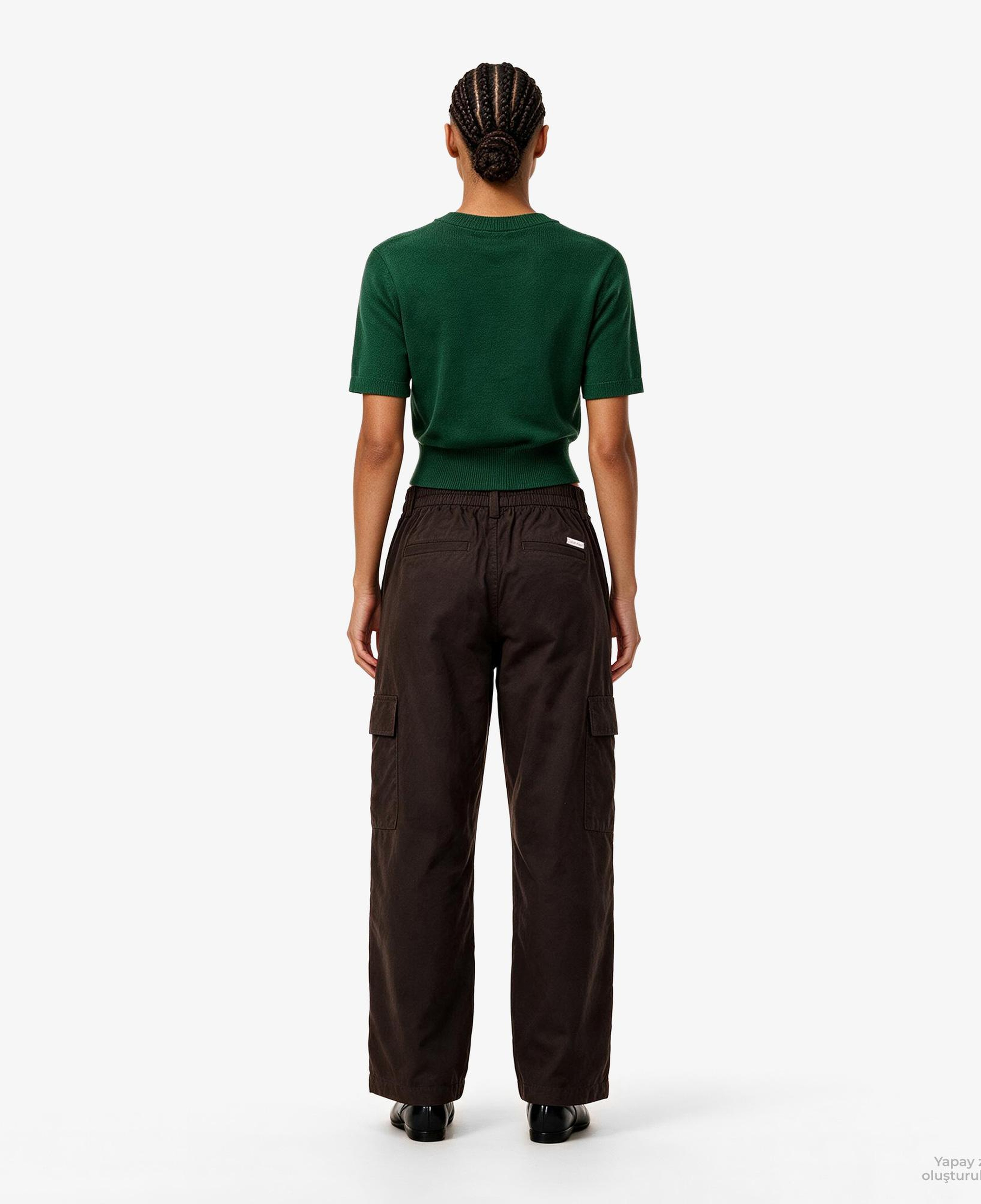 Calvin Klein Cotton EWaist Cargo Kadın Kahverengi Pantolon