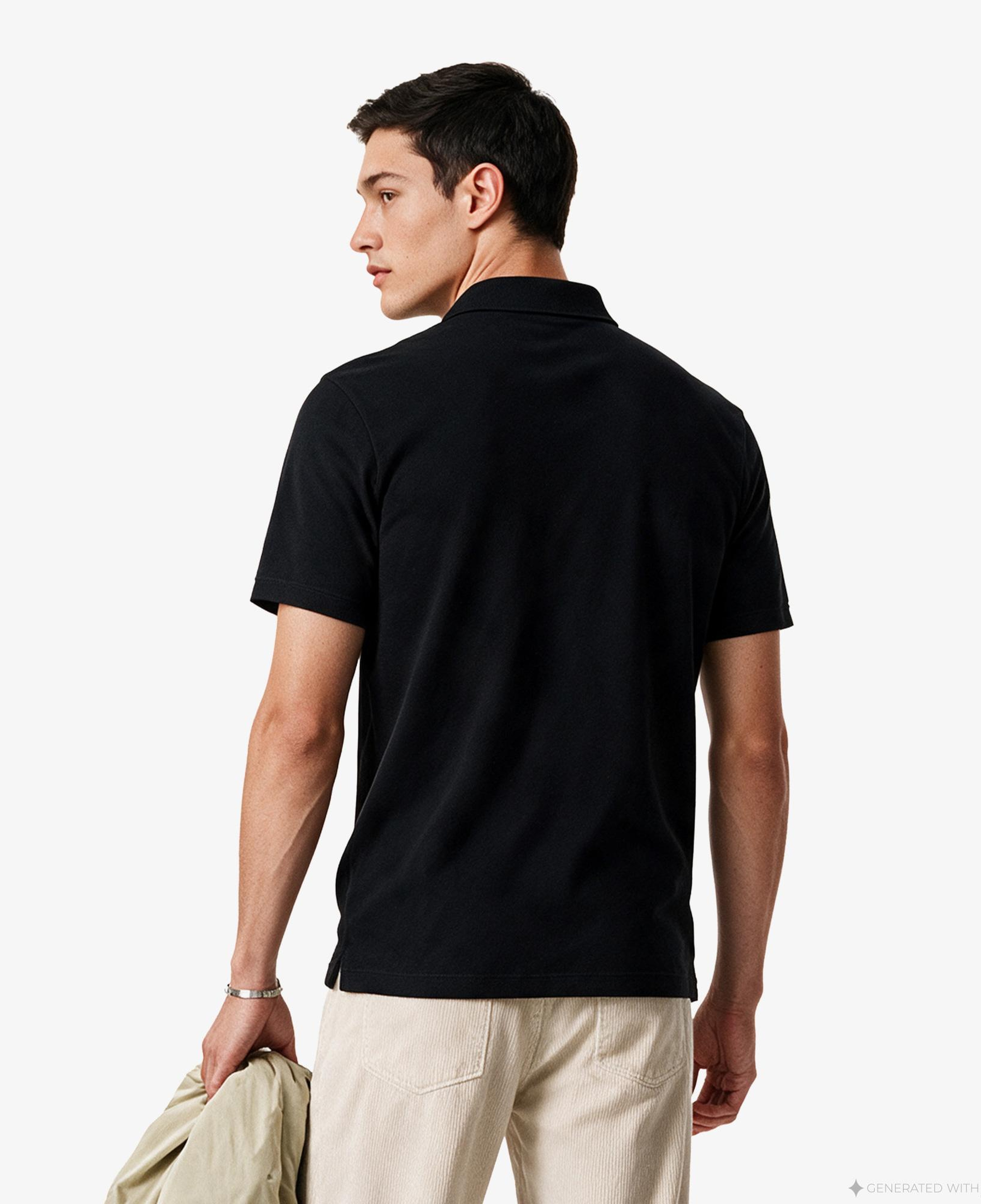 Calvin Klein Slim Supima Logo Patch Erkek Siyah Polo