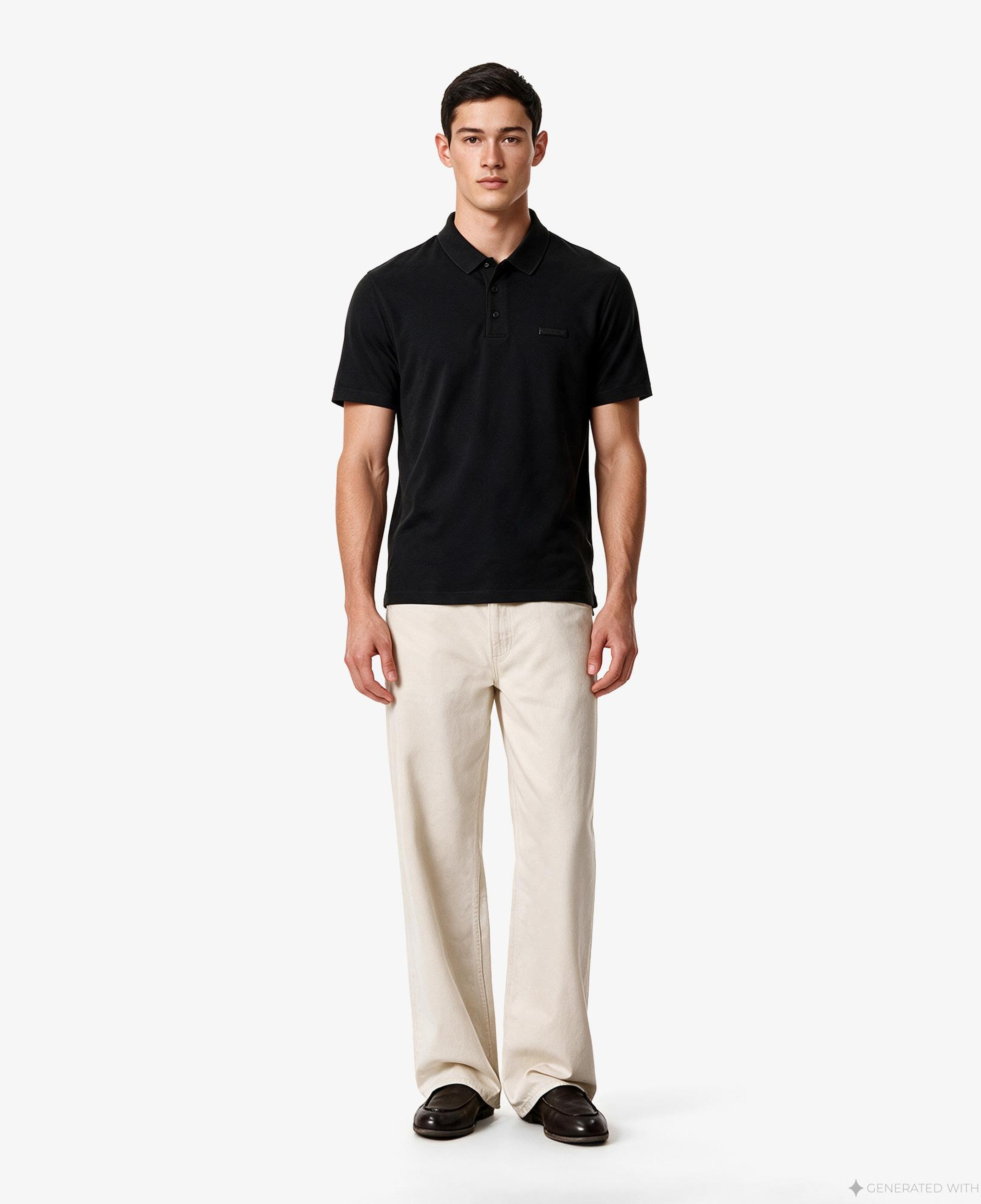 Calvin Klein Slim Supima Logo Patch Erkek Siyah Polo