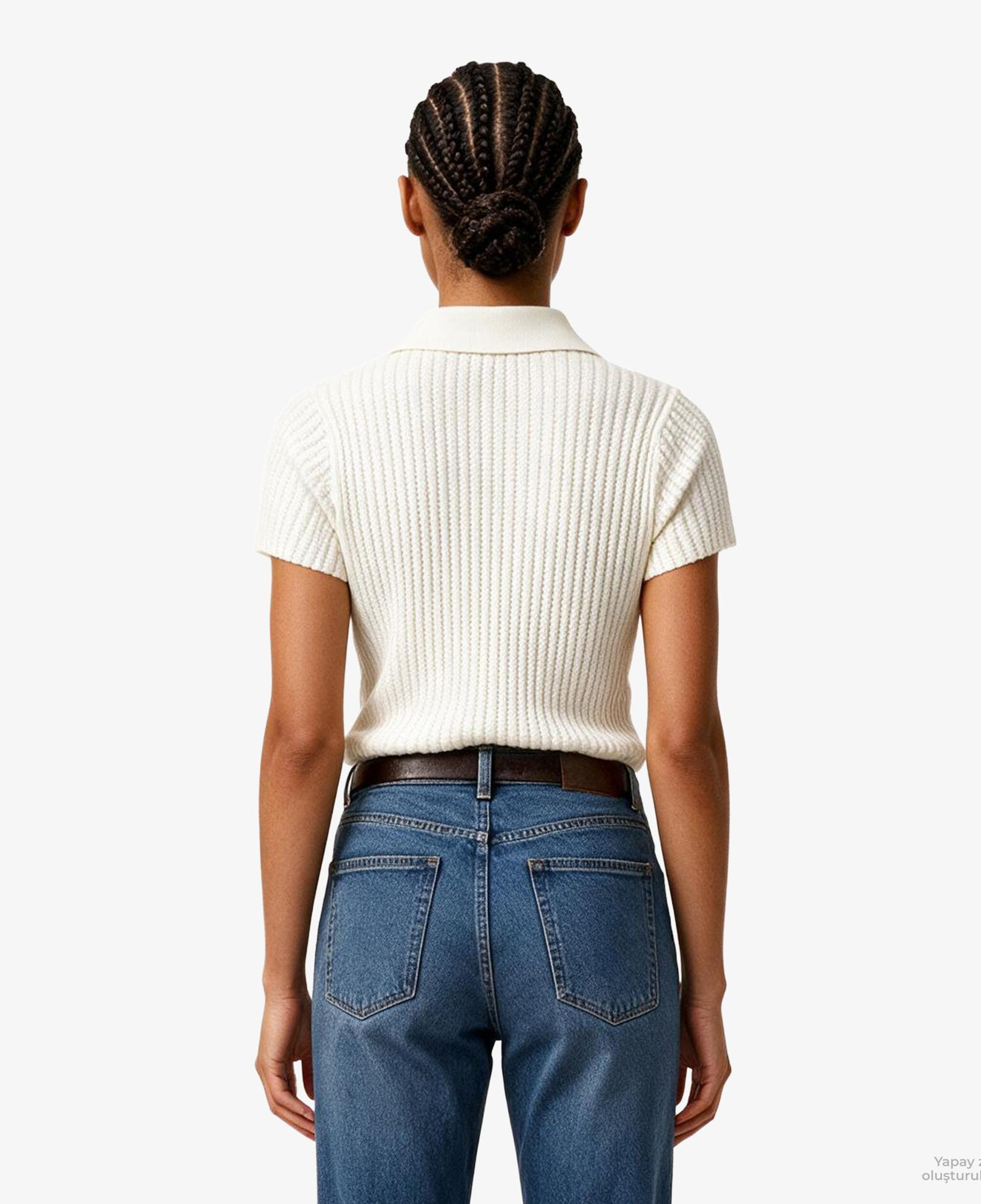 Calvin Klein Zıgzag Rib Zip Up Kadın Beyaz Triko