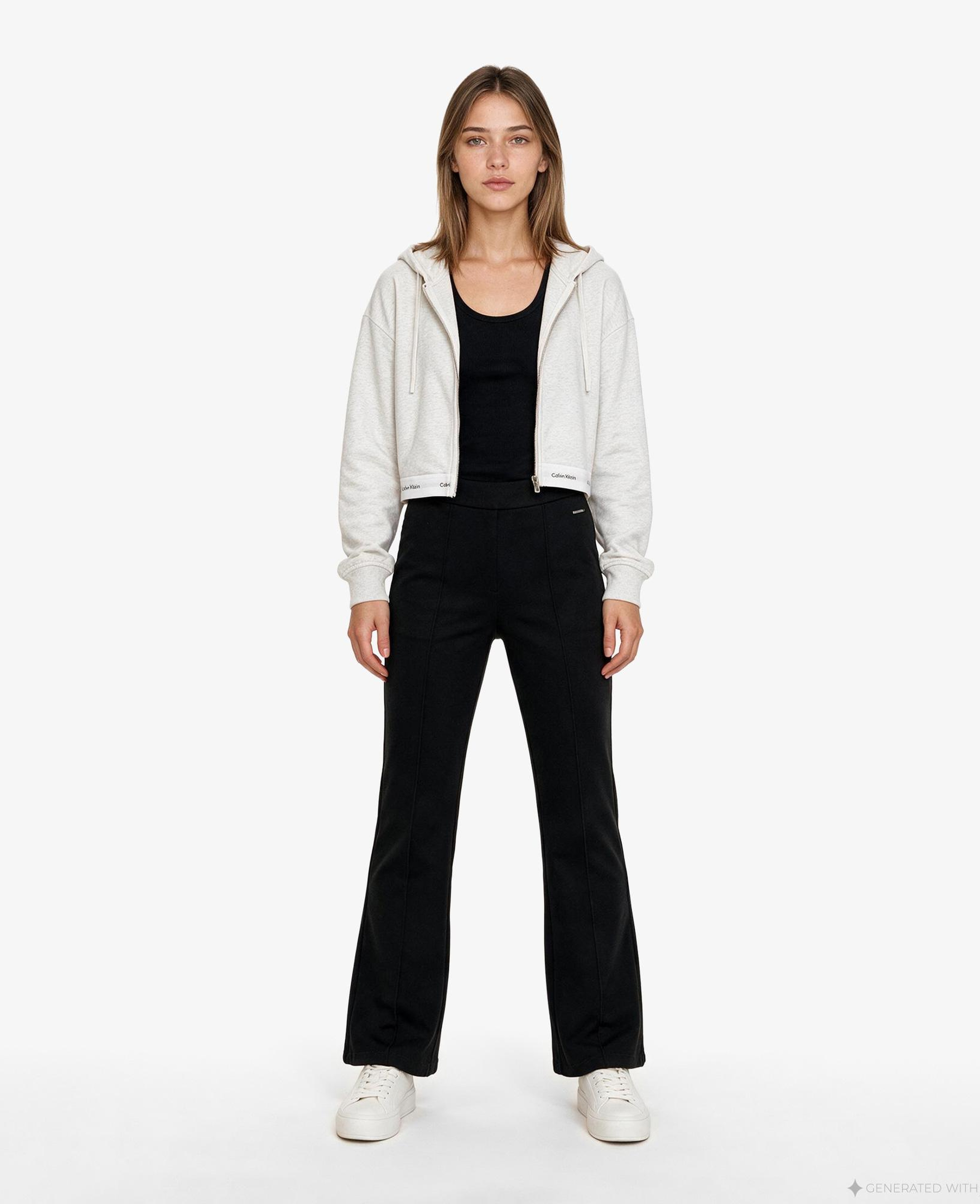 Calvin Klein Terry Logo Waist Cropped Kadın Gri Sweatshirt
