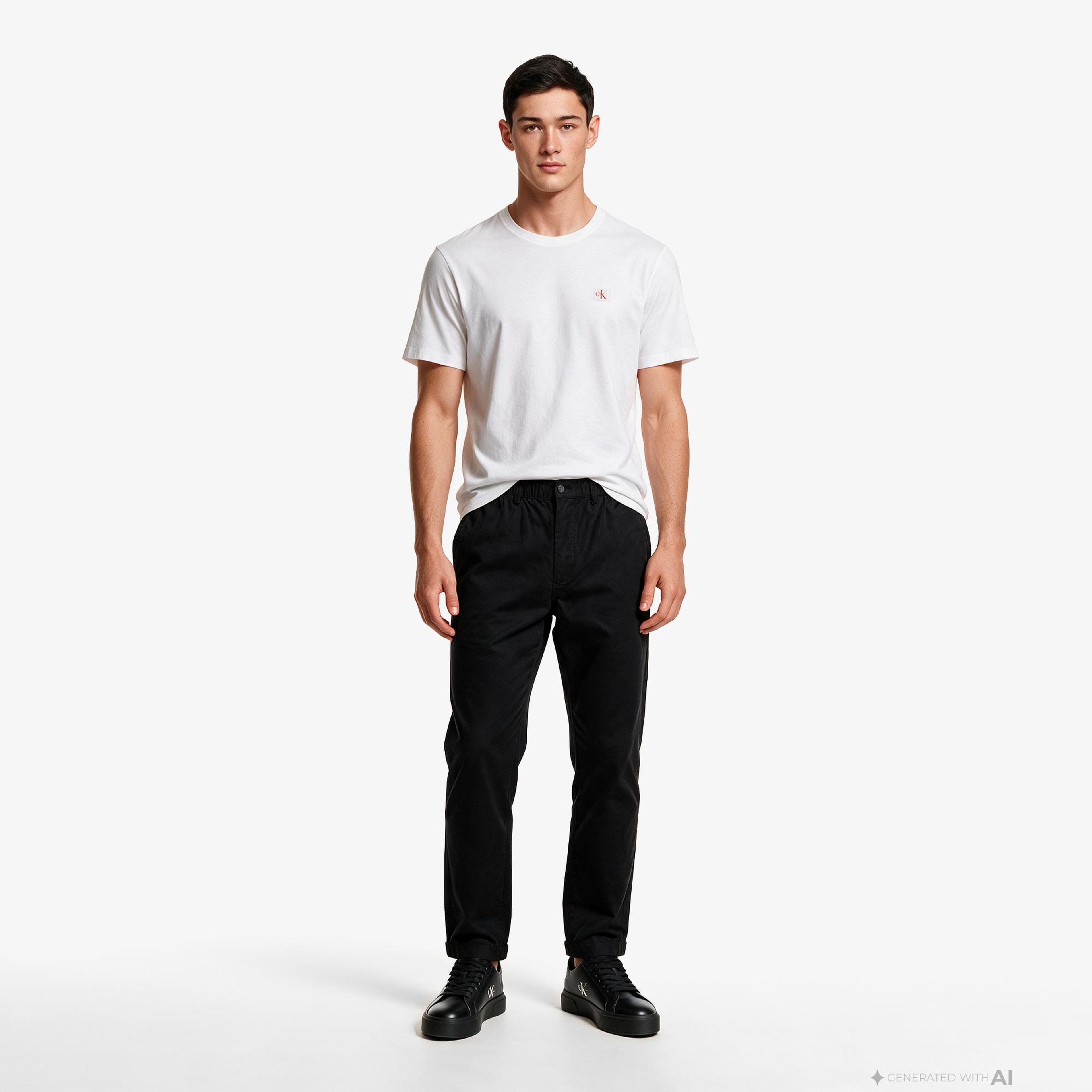Calvin Klein Woven Label 2'li Erkek Renkli T-Shirt