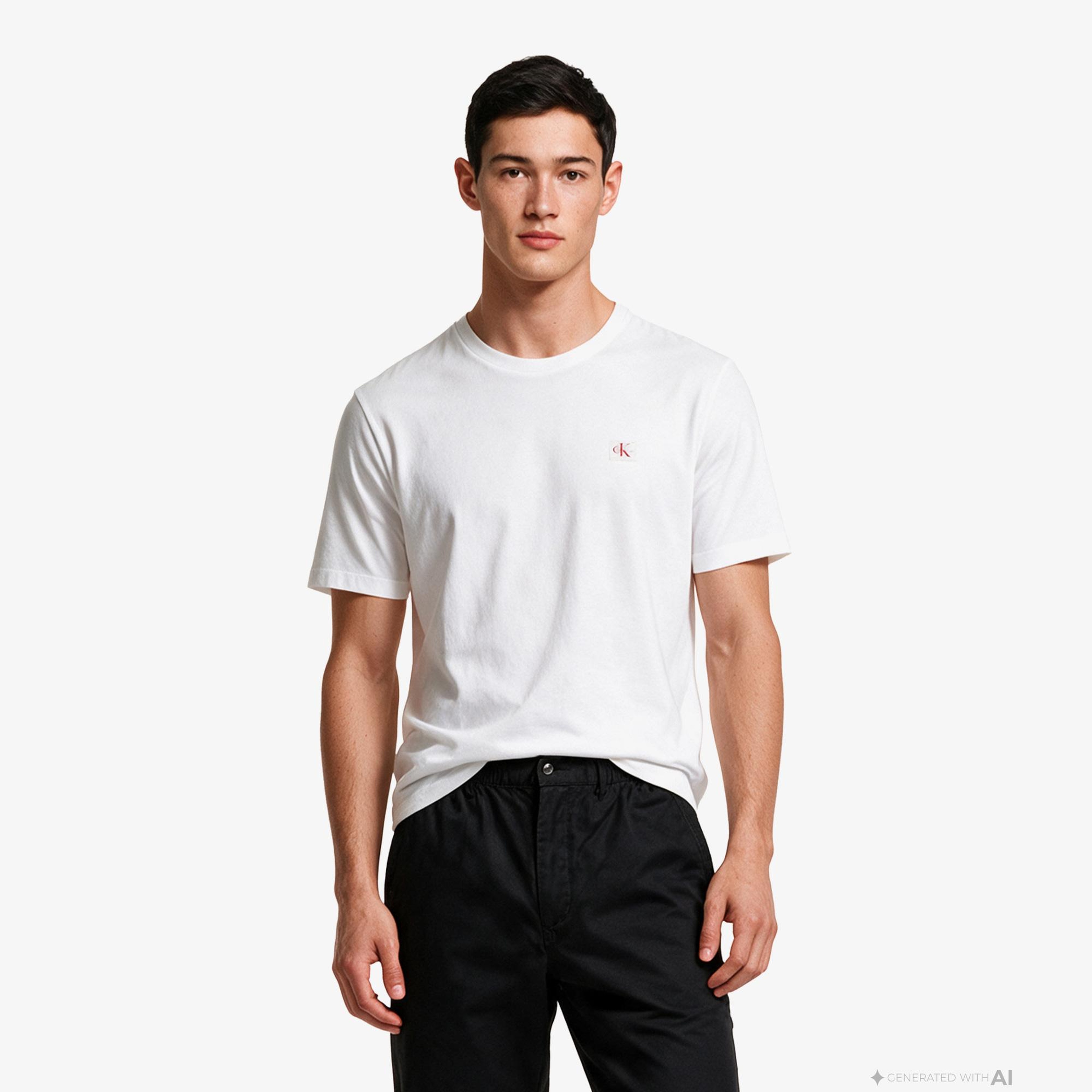Calvin Klein Woven Label 2'li Erkek Renkli T-Shirt
