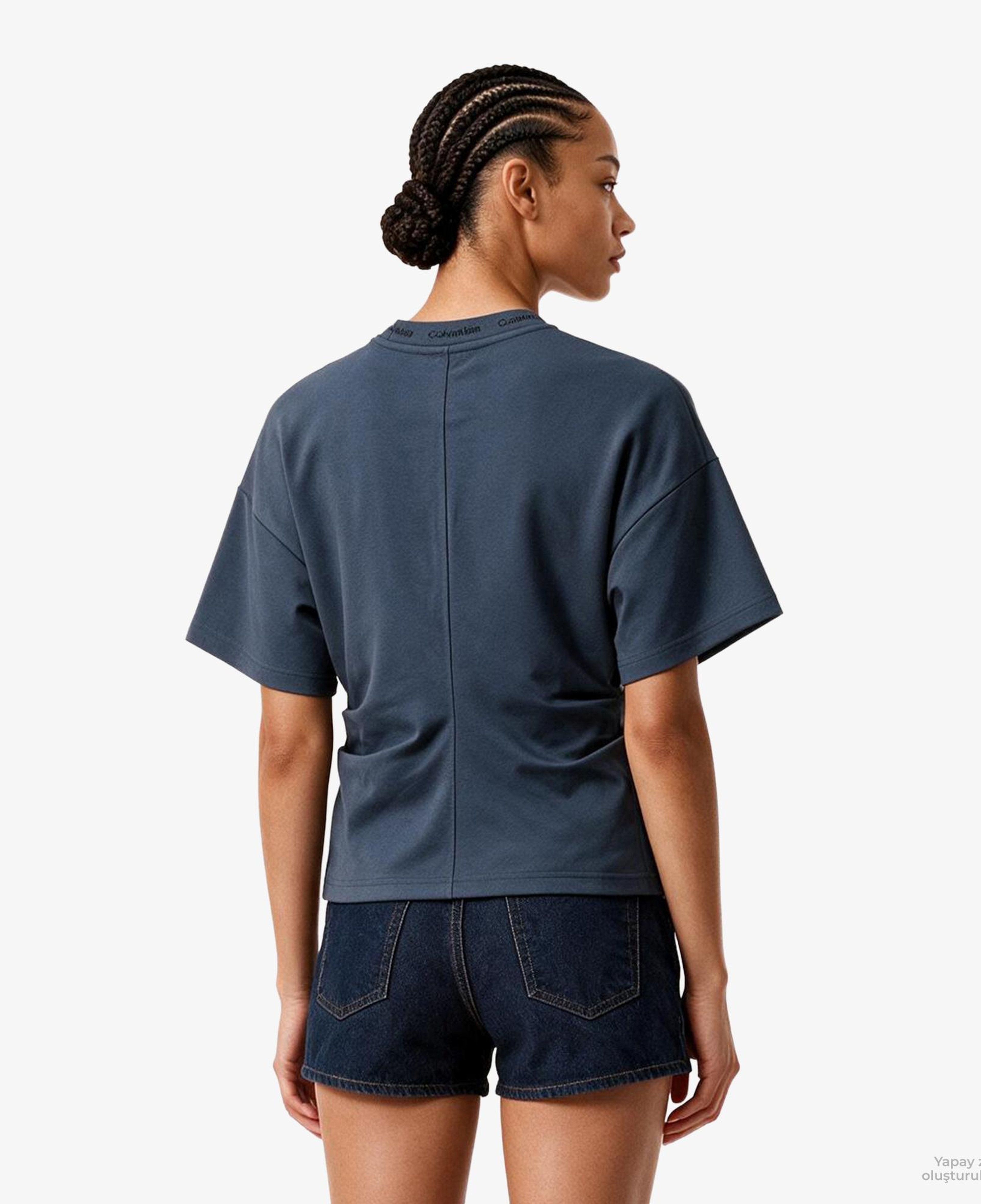 Calvin Klein Logo Detail Interlock Kadın Mavi T-Shirt