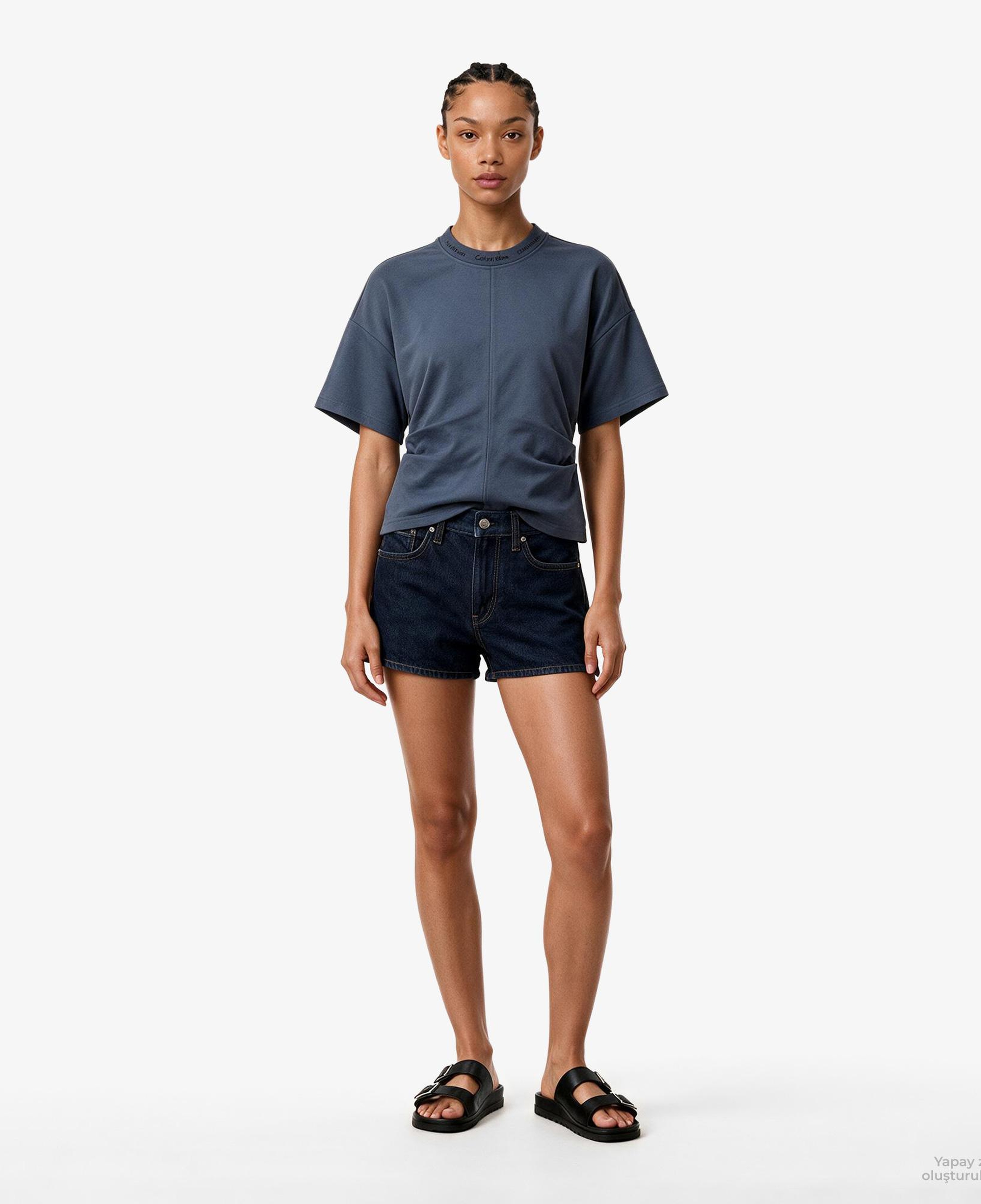 Calvin Klein Logo Detail Interlock Kadın Mavi T-Shirt