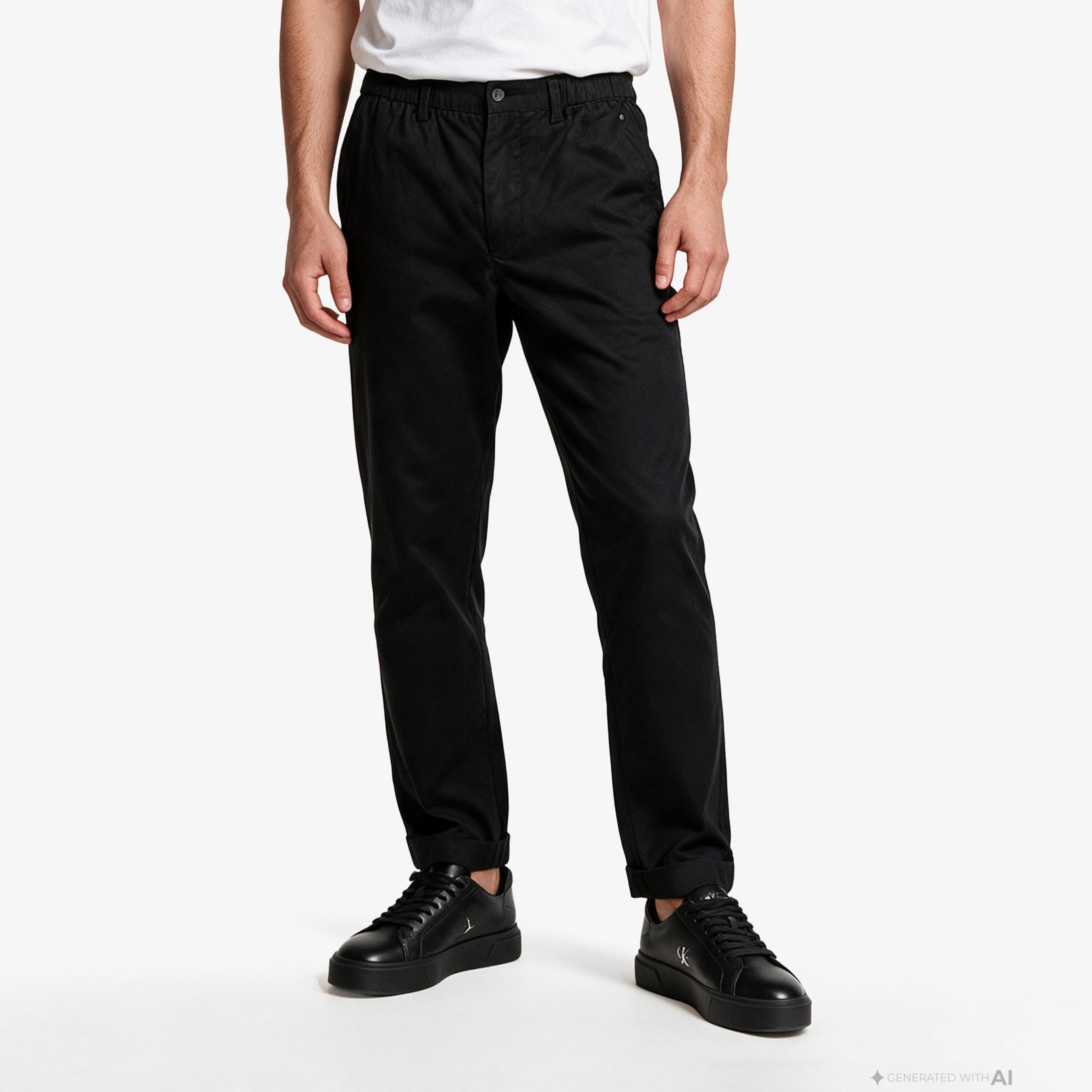 Calvin Klein Elastic Chino Erkek Siyah Pantolon