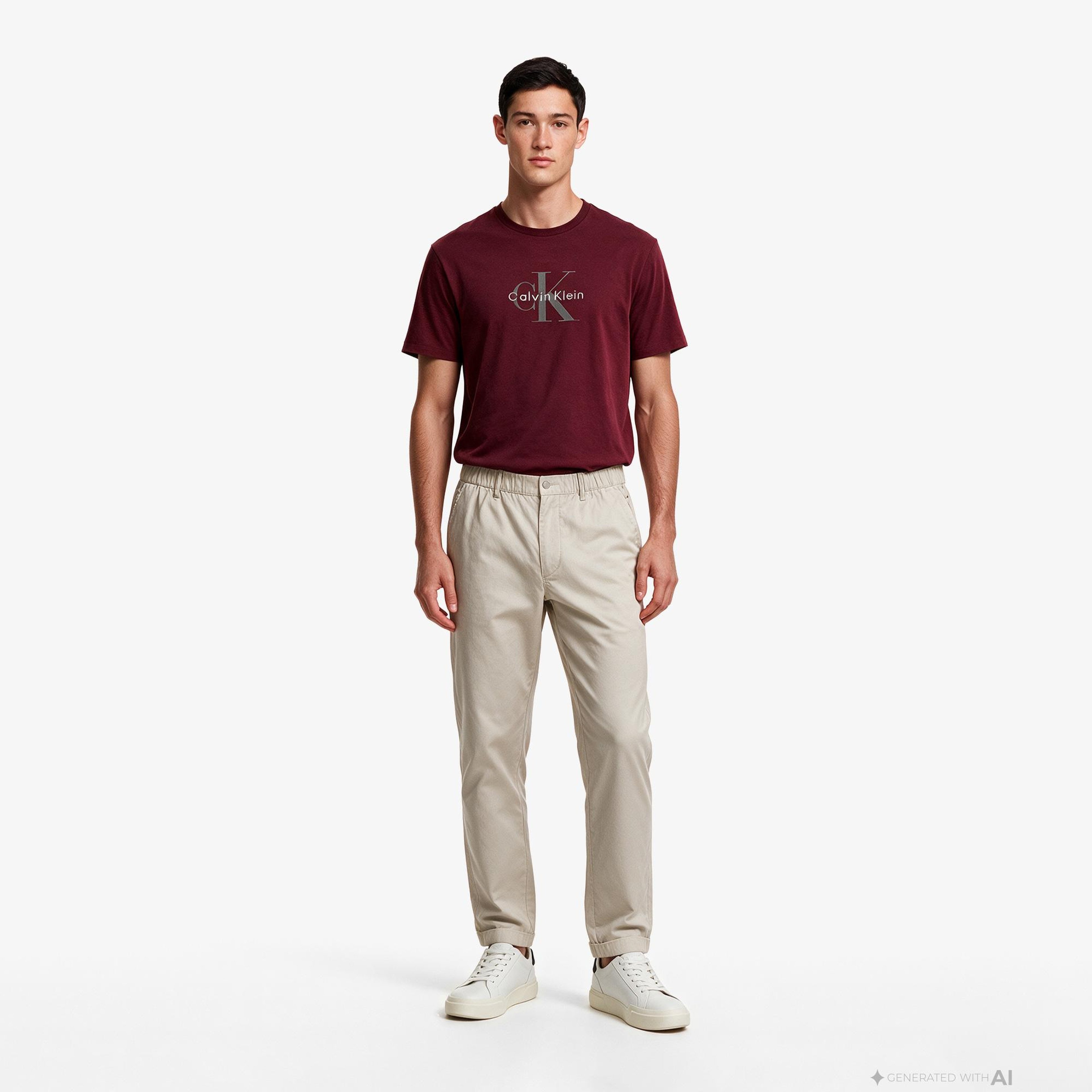 Calvin Klein Elastic Chino Erkek Kahverengi Pantolon