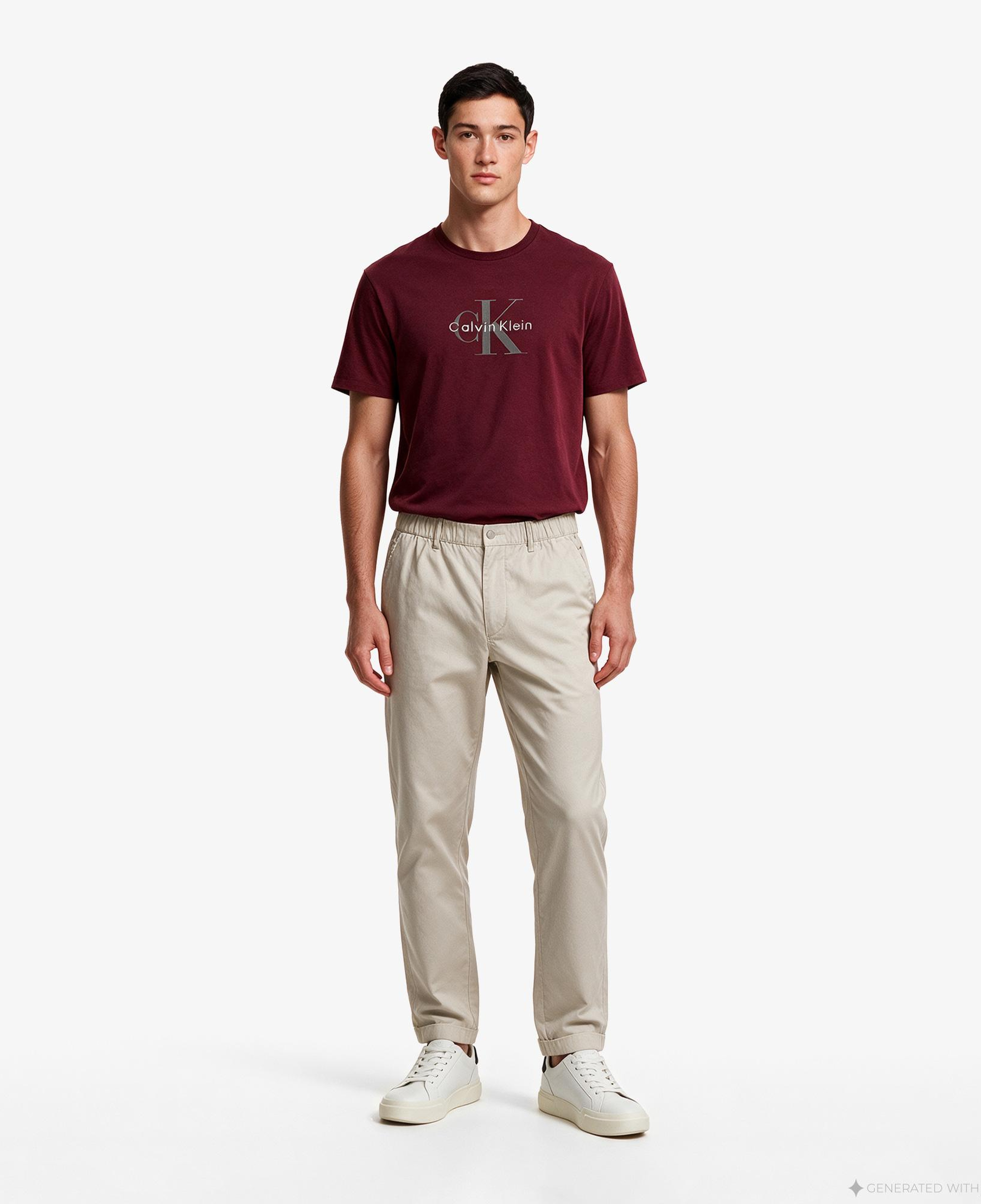 Calvin Klein Elastic Chino Erkek Kahverengi Pantolon