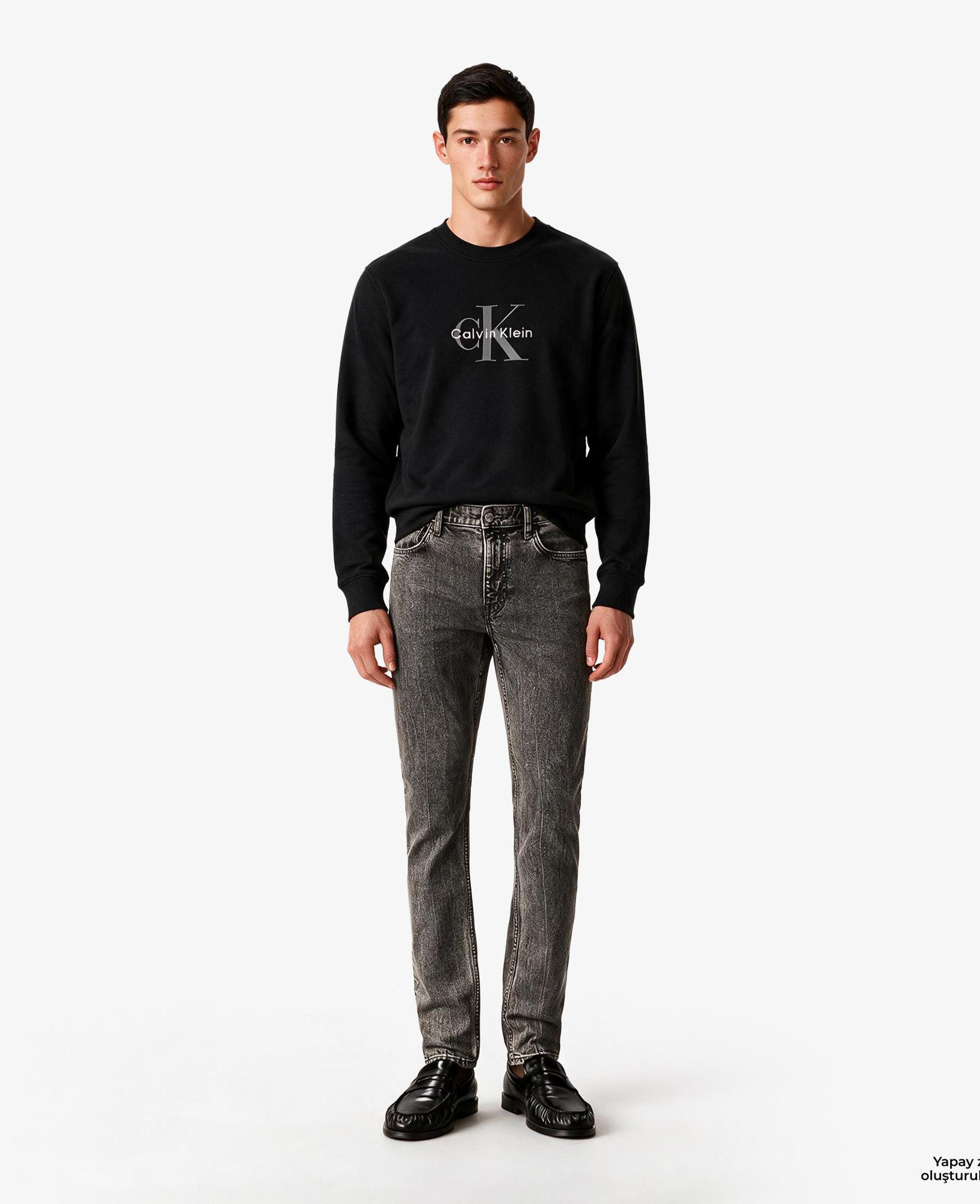 Calvin Klein Terry Monologo Erkek Siyah Sweatshirt