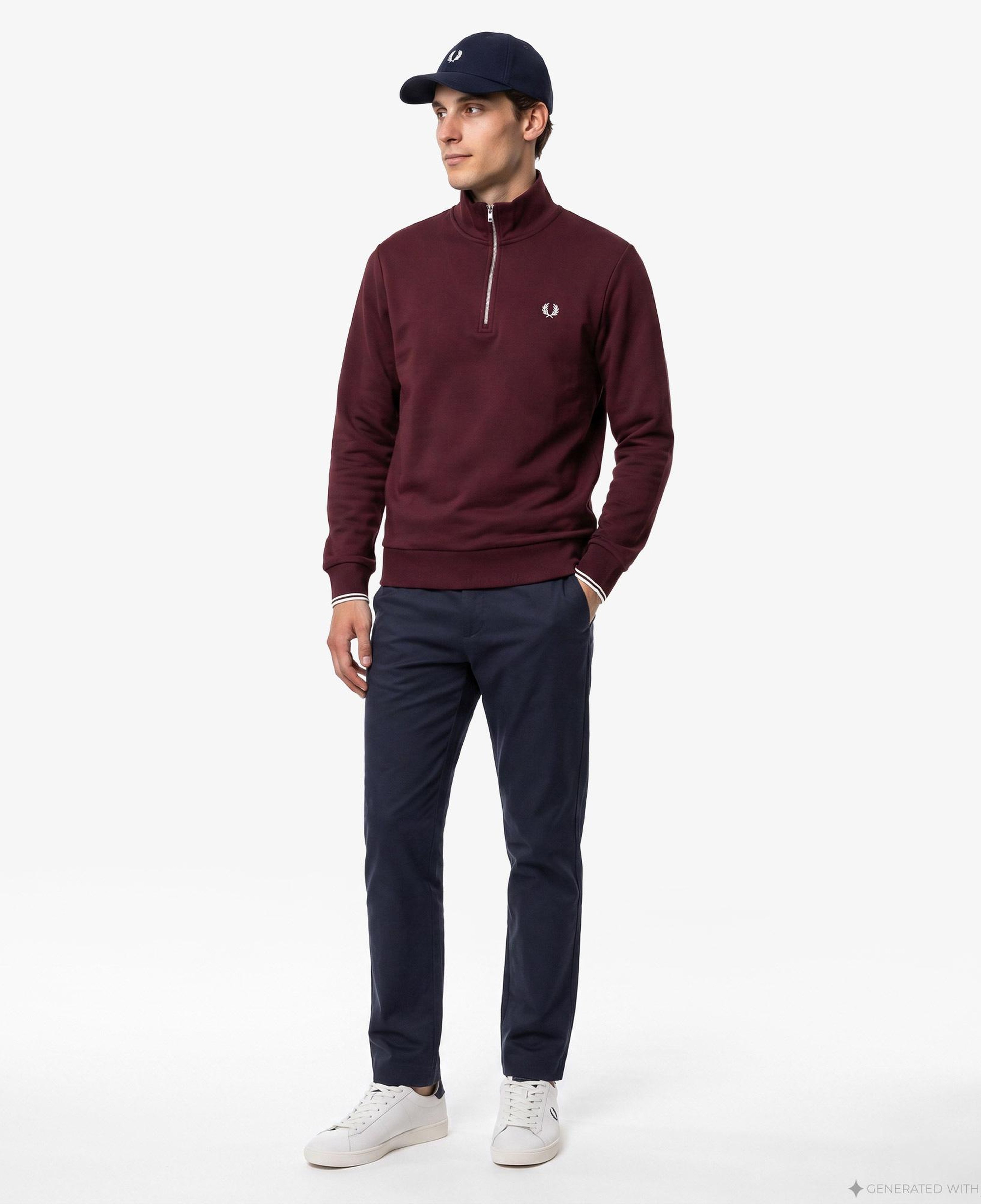 Fred Perry Half Zip Erkek Siyah Sweatshirt