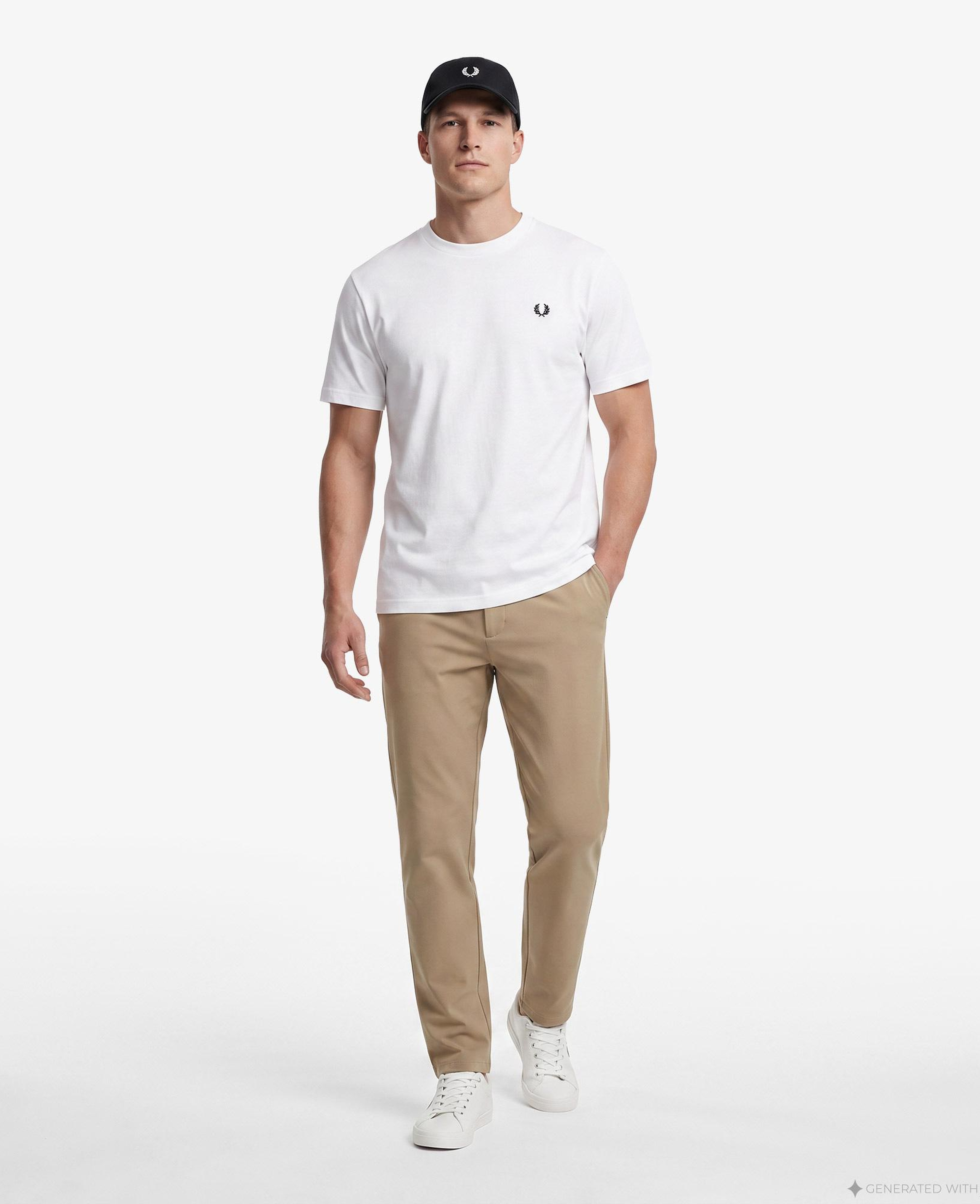 Fred Perry Oversized Erkek Beyaz T-Shirt