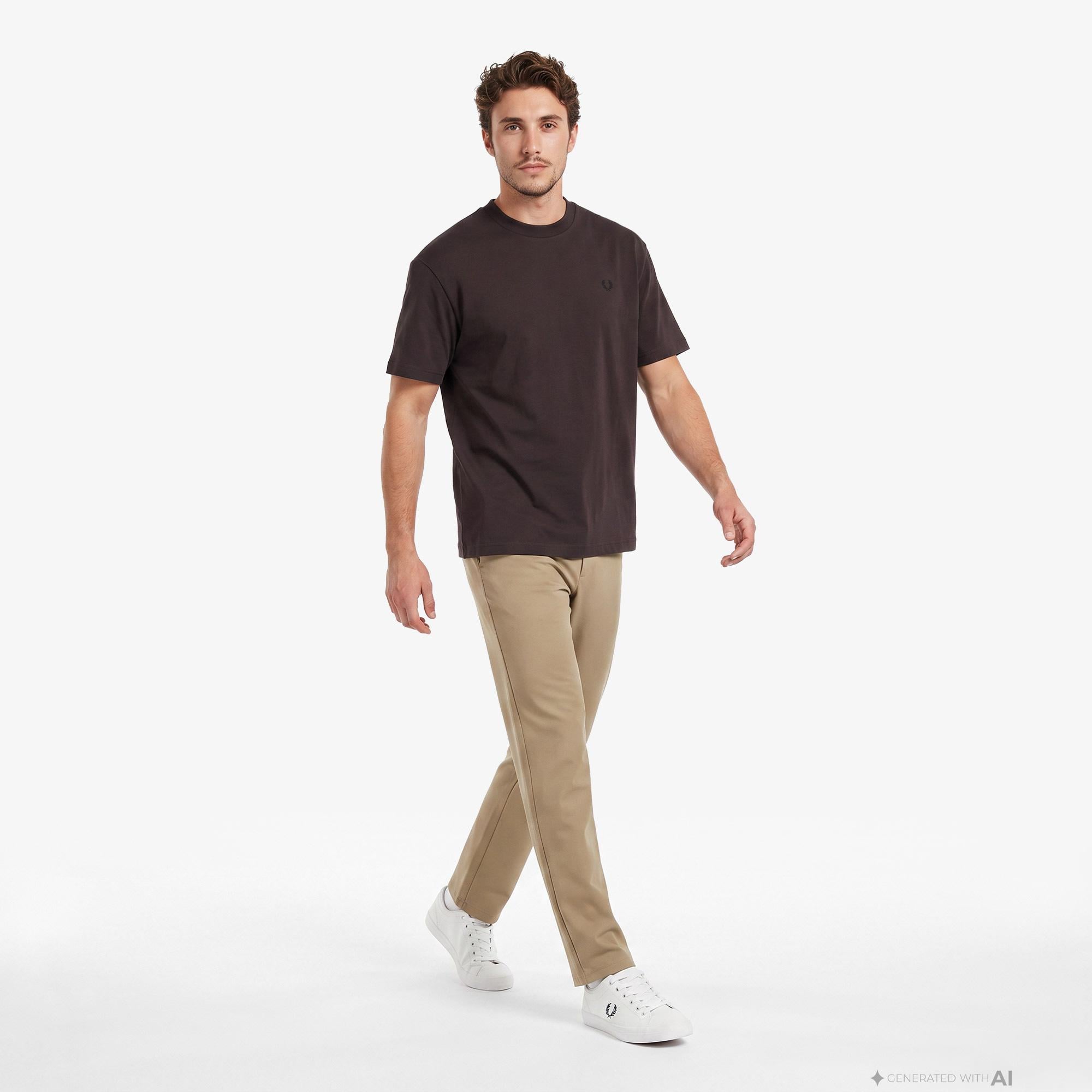 Fred Perry Oversized Erkek Kahverengi T-Shirt