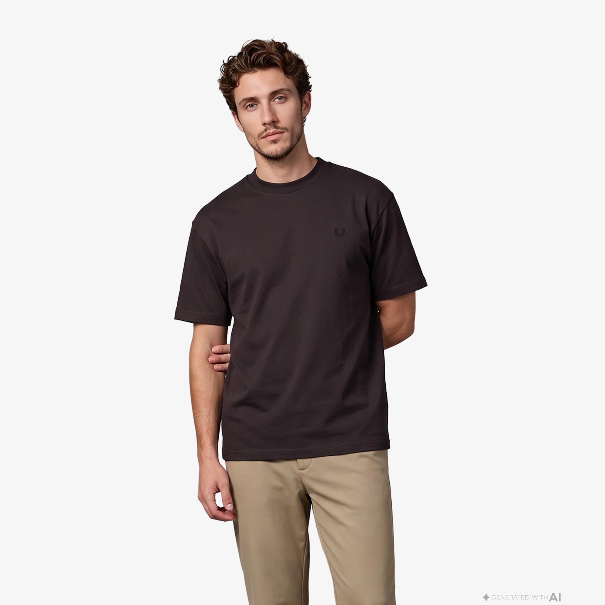 Fred Perry Oversized Erkek Kahverengi T-Shirt
