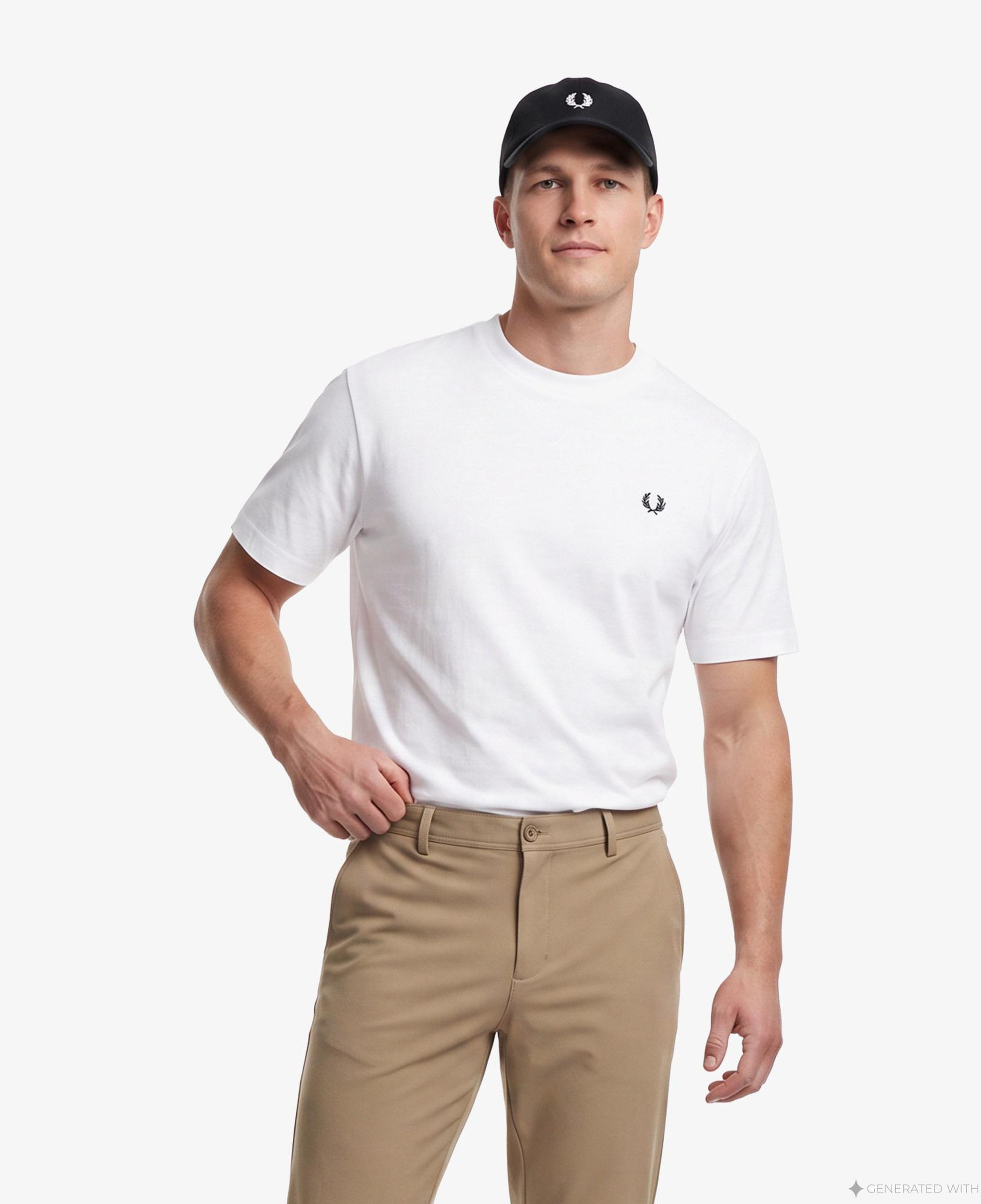 Fred Perry Oversized Erkek Beyaz T-Shirt