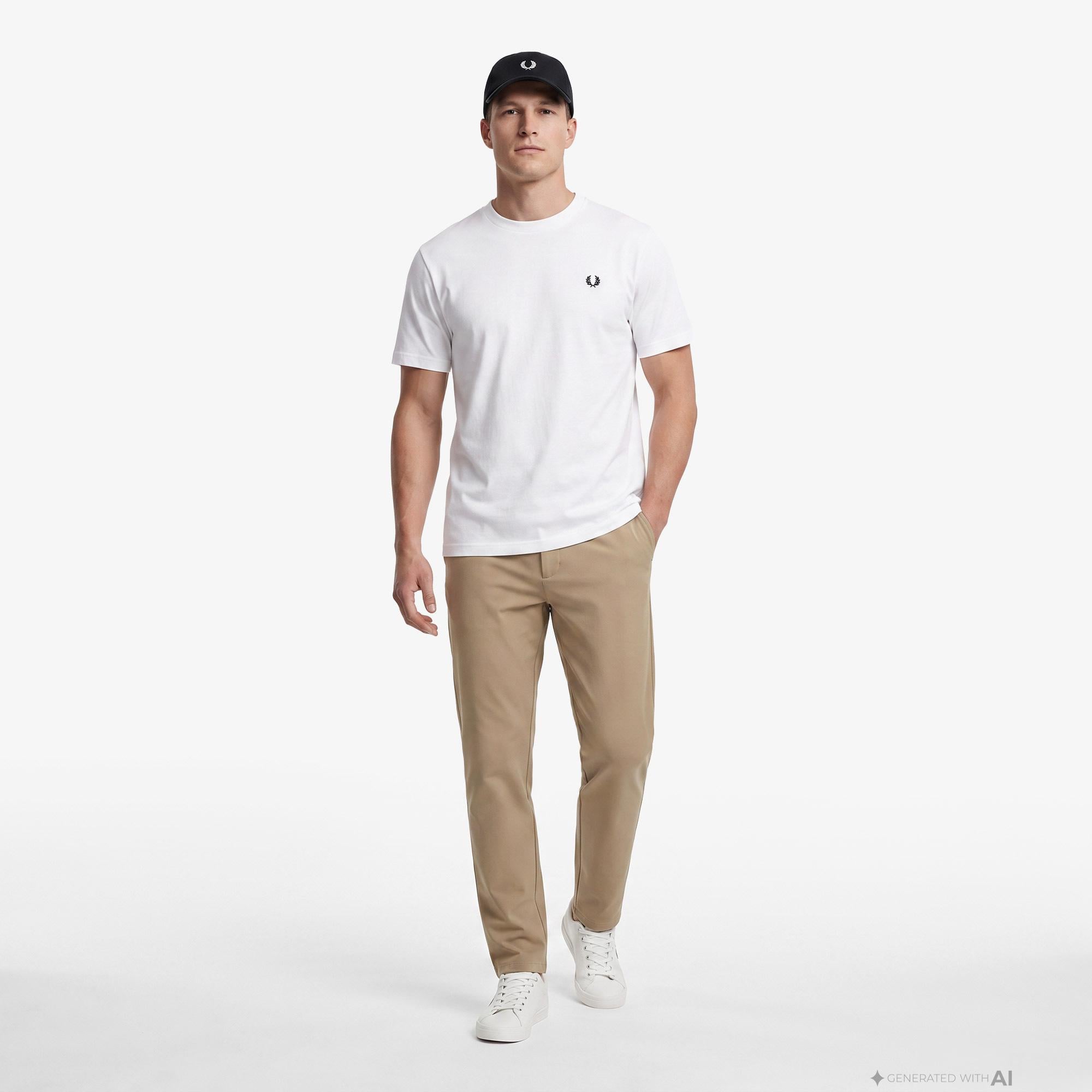 Fred Perry Oversized Erkek Beyaz T-Shirt