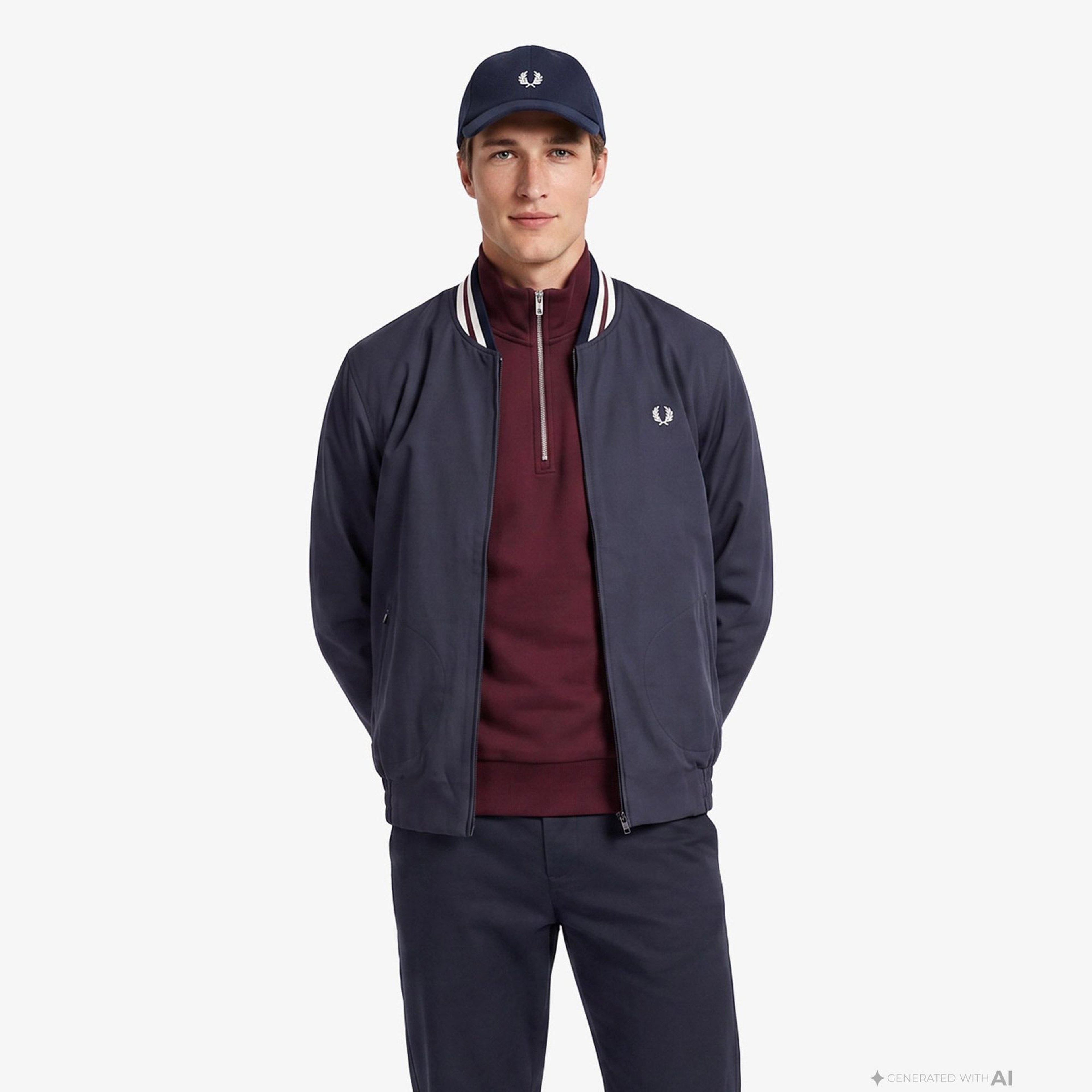 Fred Perry Twill Tennis Bomber Erkek Beyaz Mont