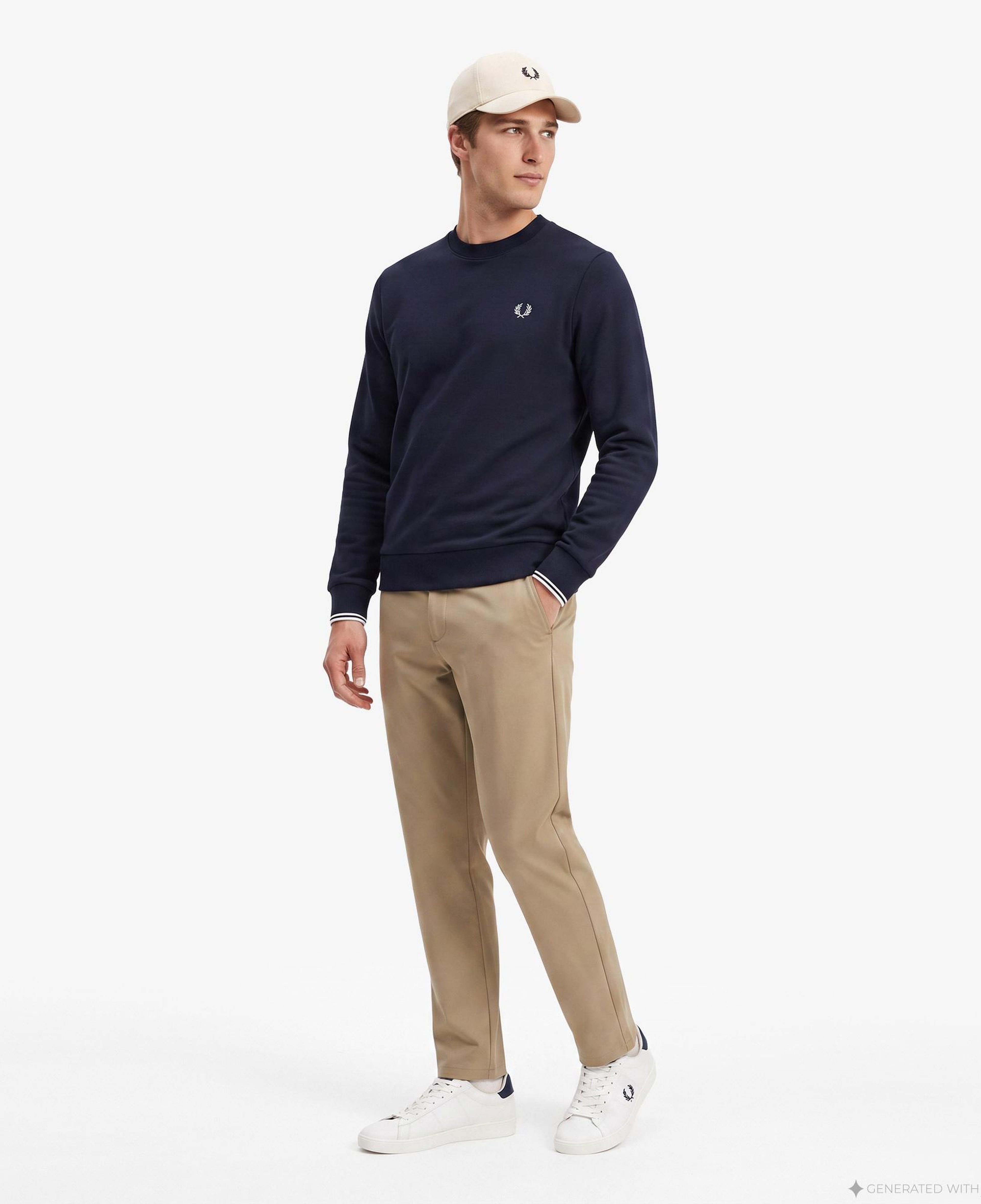 Fred Perry Crew Neck Erkek Lacivert Sweatshirt