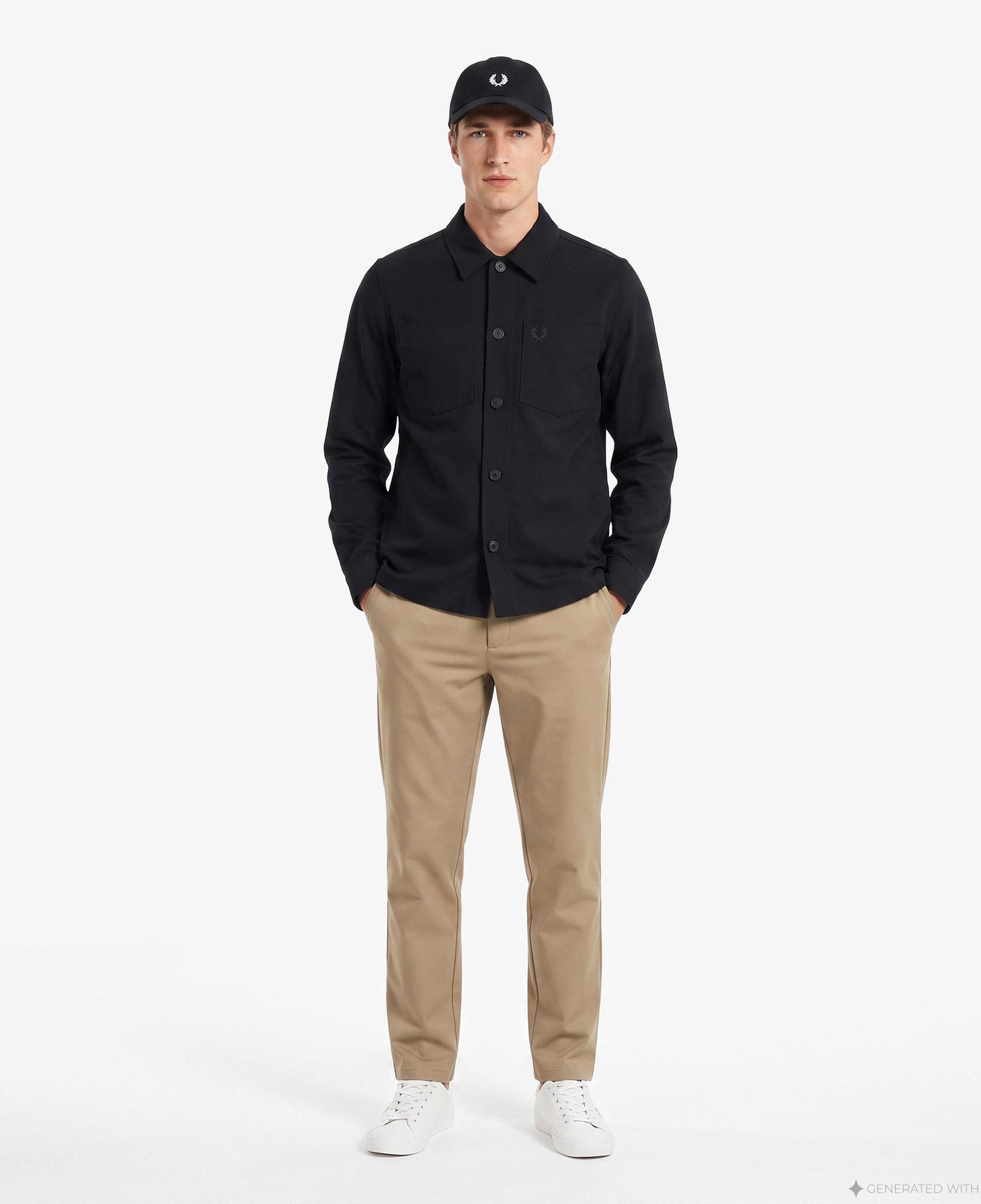 Fred Perry Brushed Twill Erkek Siyah Gömlek