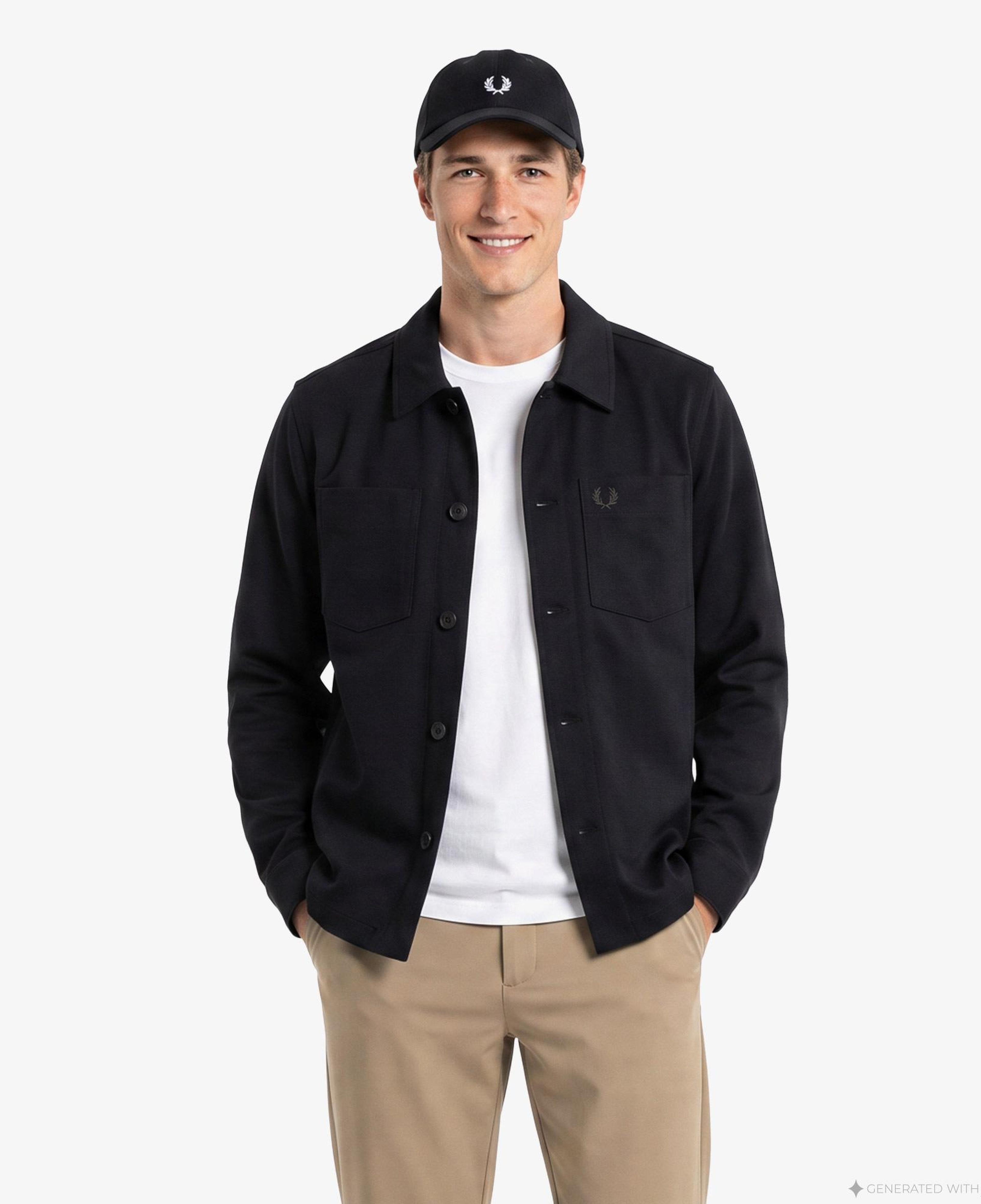 Fred Perry Brushed Twill Erkek Siyah Gömlek