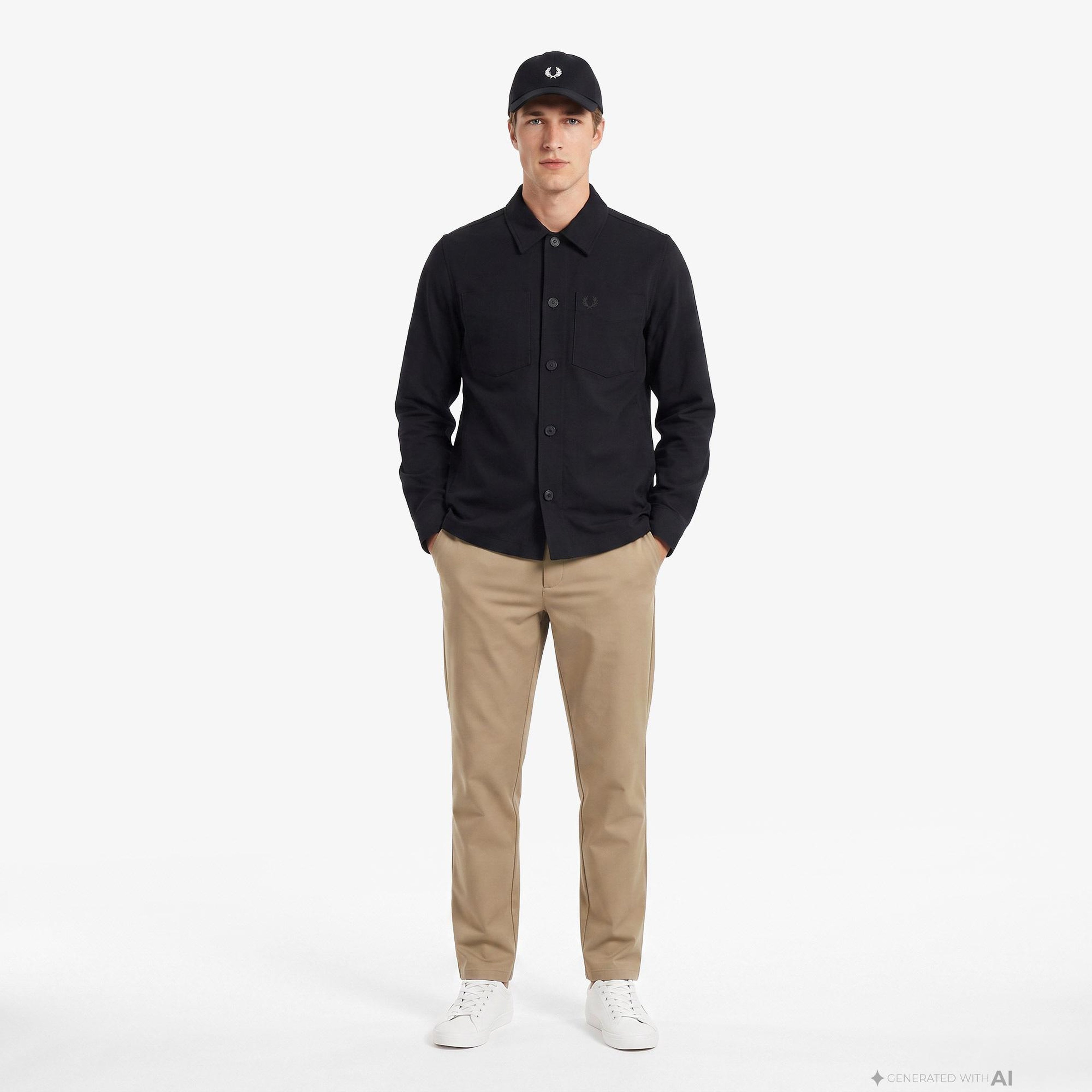 Fred Perry Brushed Twill Erkek Siyah Gömlek
