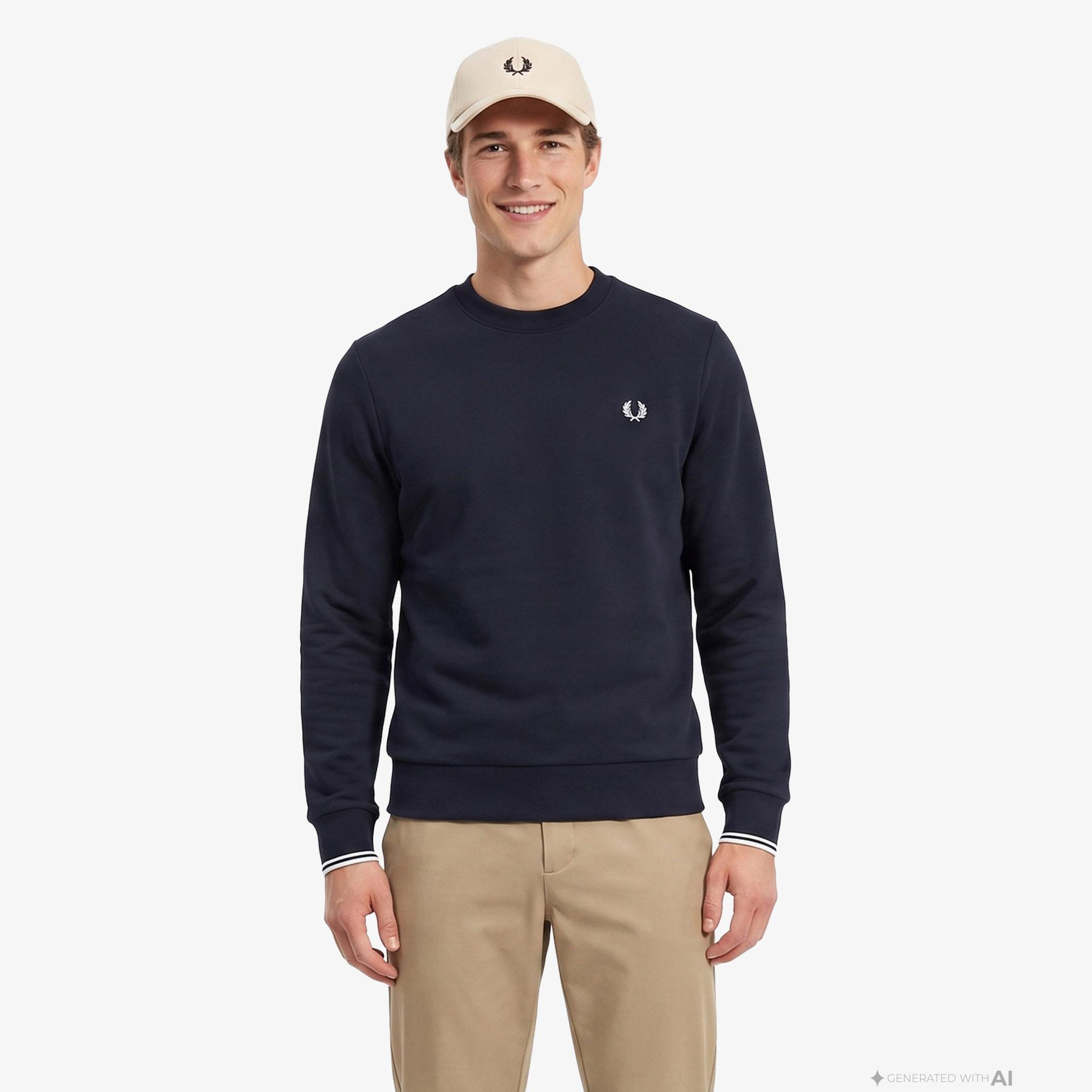 Fred Perry Crew Neck Erkek Lacivert Sweatshirt