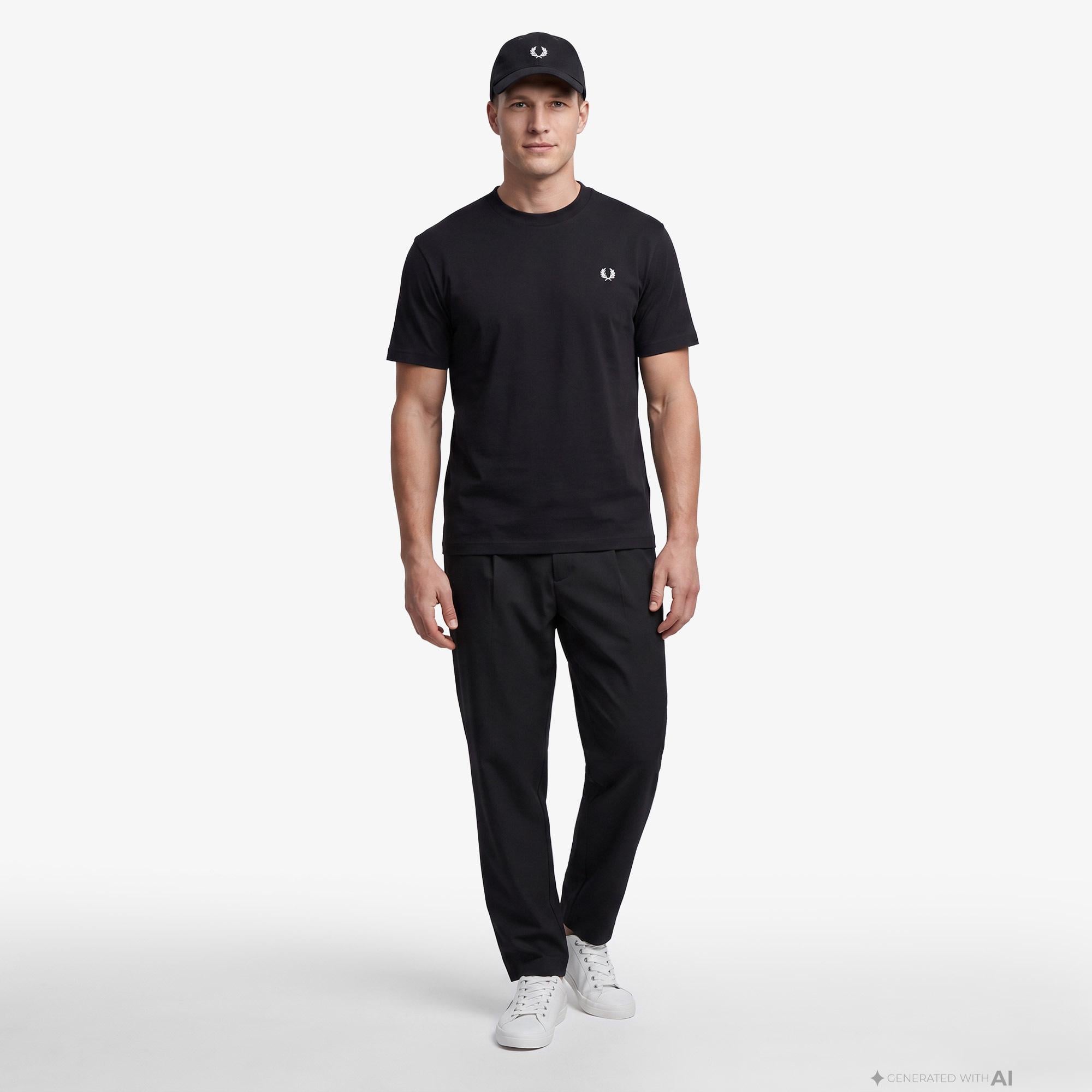 Fred Perry Oversized Erkek Siyah T-Shirt