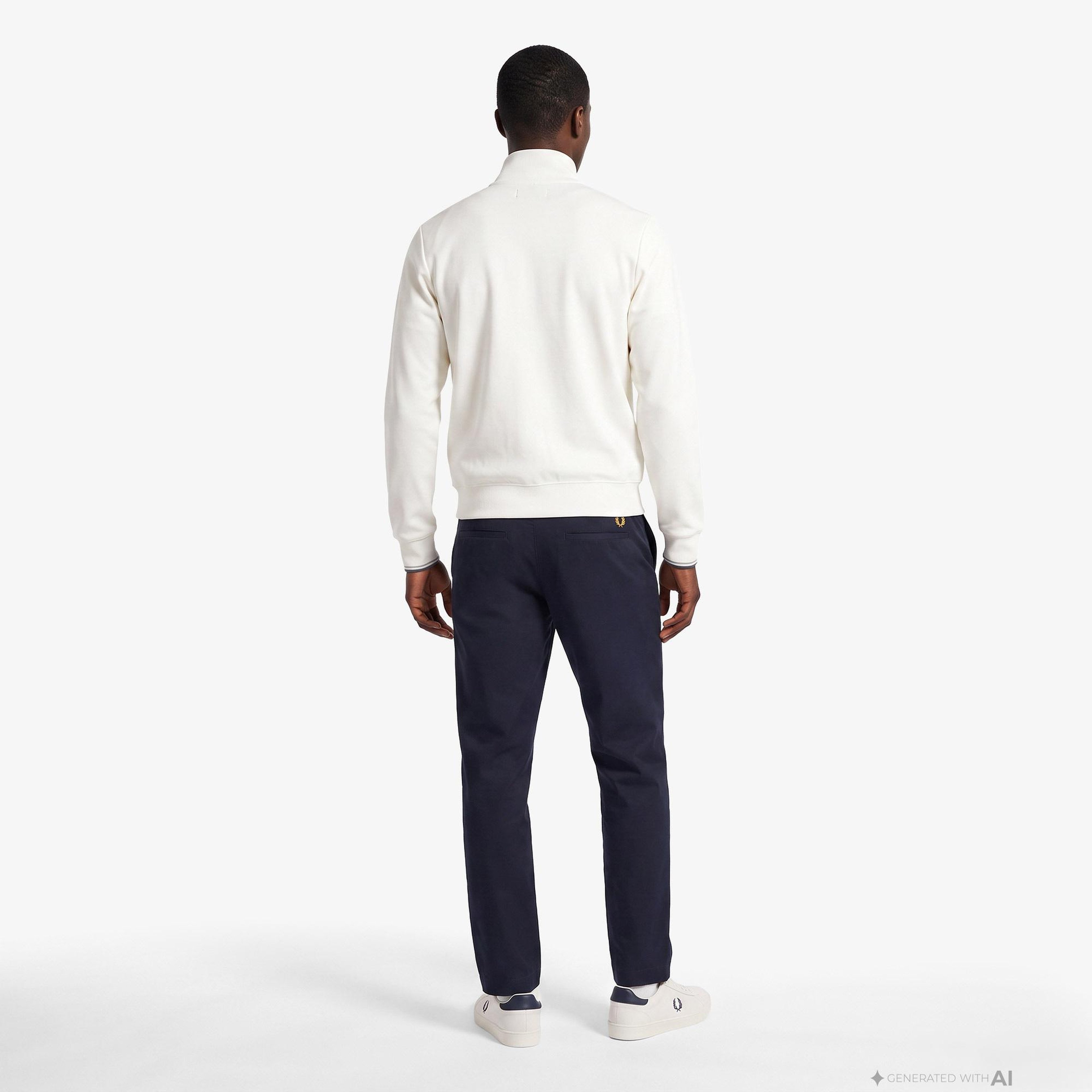 Fred Perry Half Zip Erkek Beyaz Sweatshirt