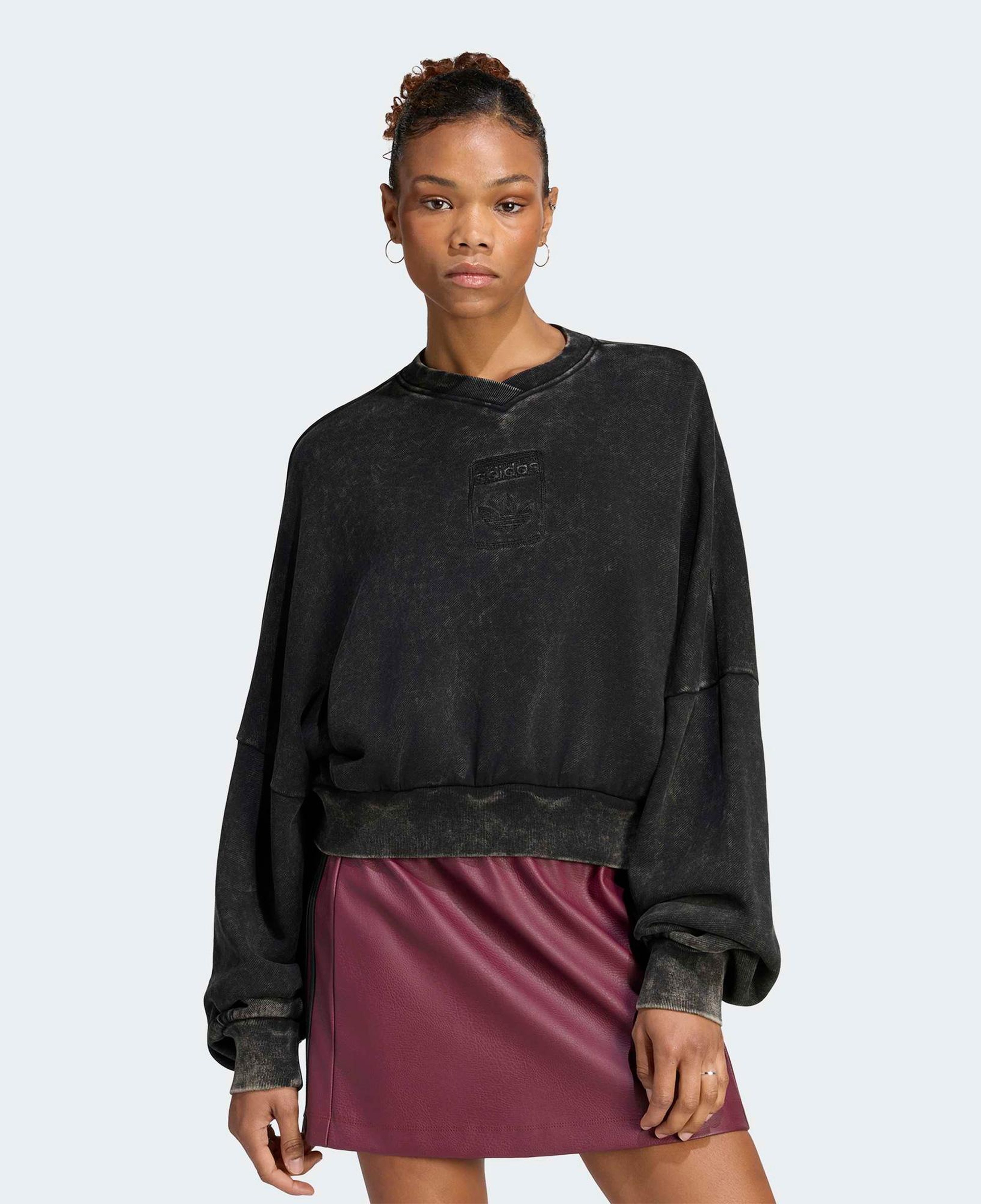 adidas Cropped Kadın Siyah Sweatshirt